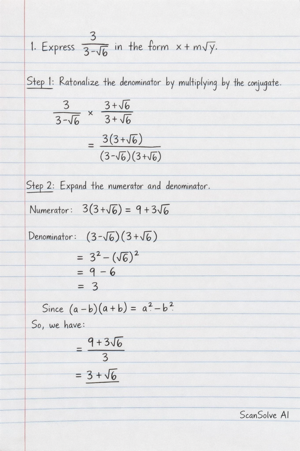 Handwritten step-by-step solution