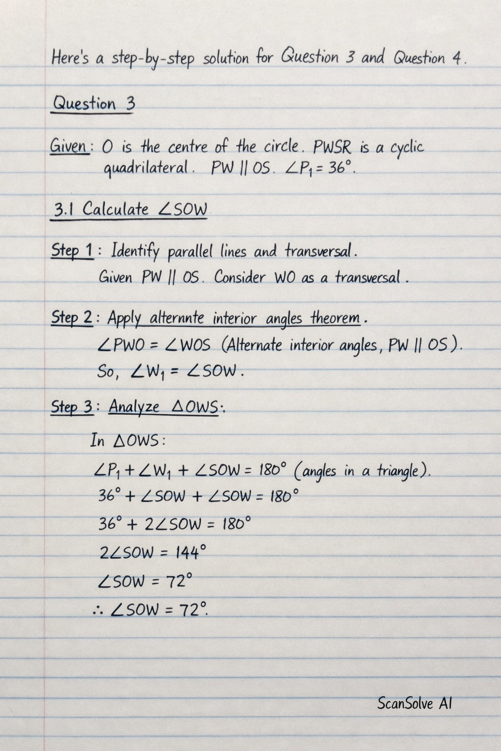 Handwritten step-by-step solution