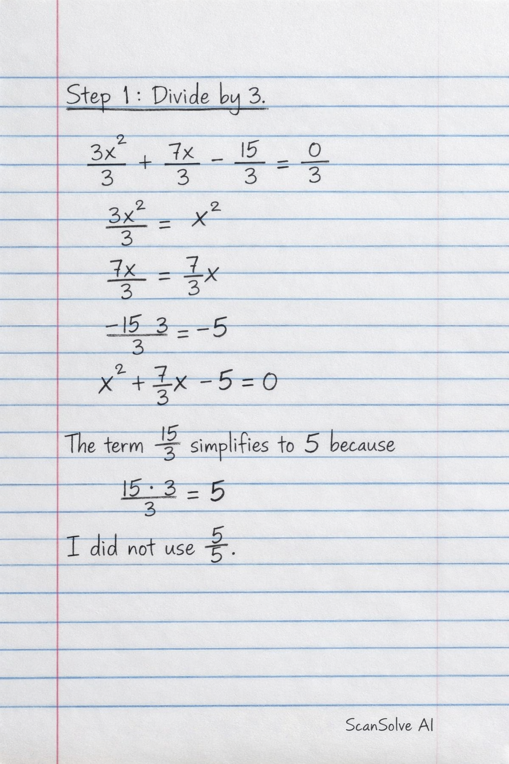 Handwritten step-by-step solution