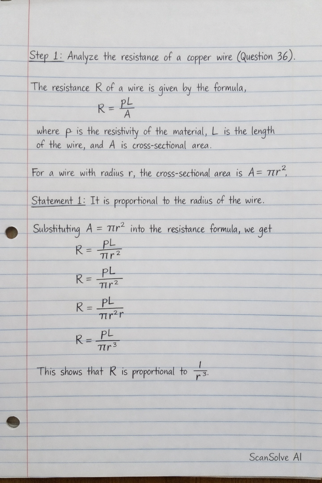Handwritten step-by-step solution