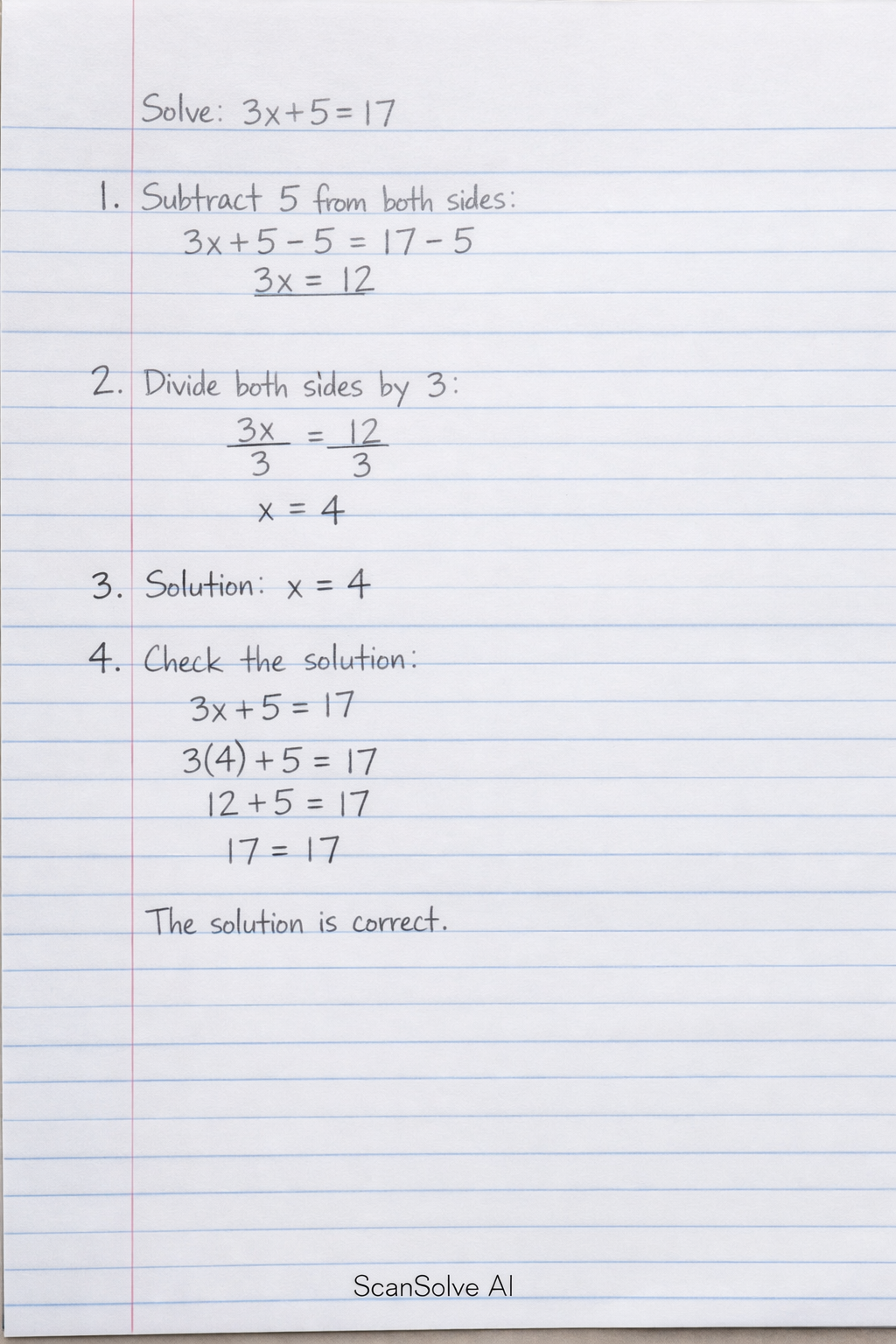 Handwritten step-by-step solution