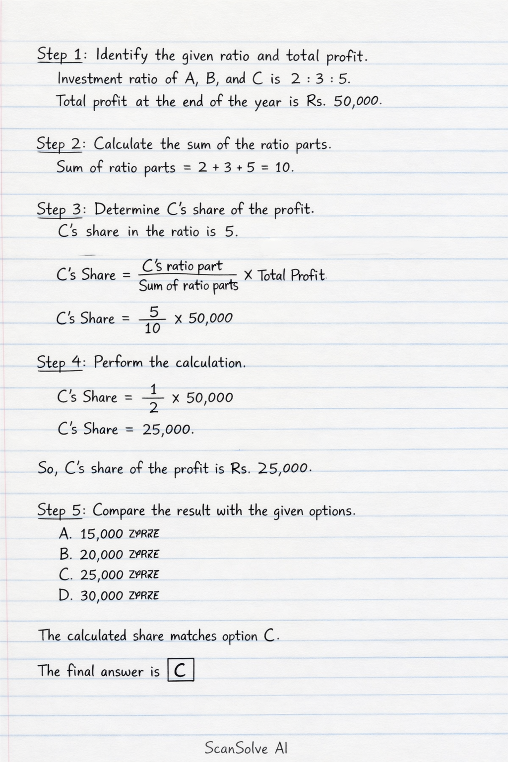 Handwritten step-by-step solution
