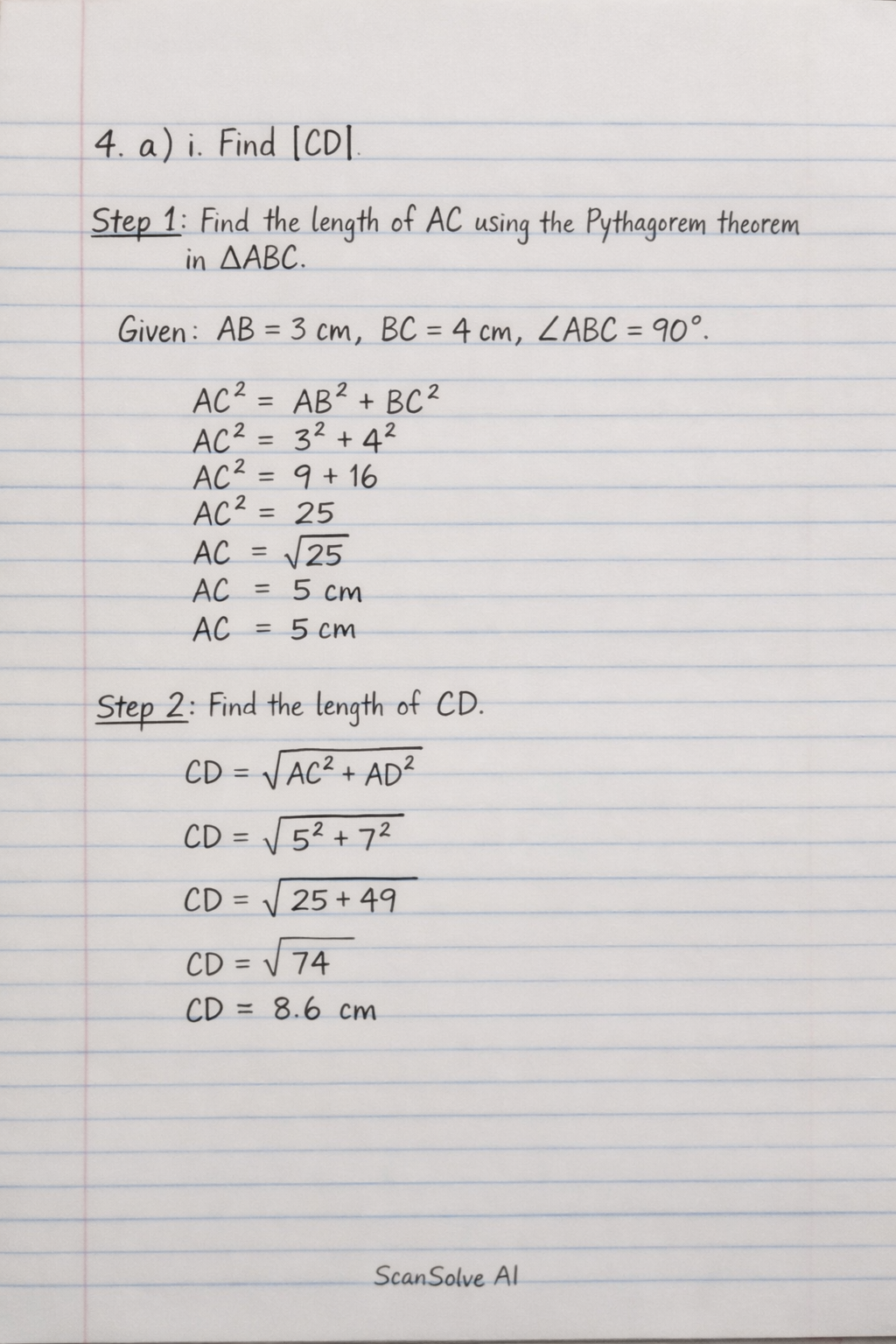 Handwritten step-by-step solution