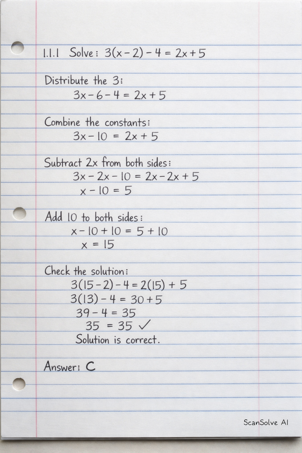 Handwritten step-by-step solution