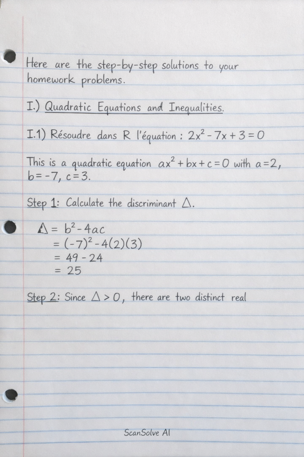Handwritten step-by-step solution