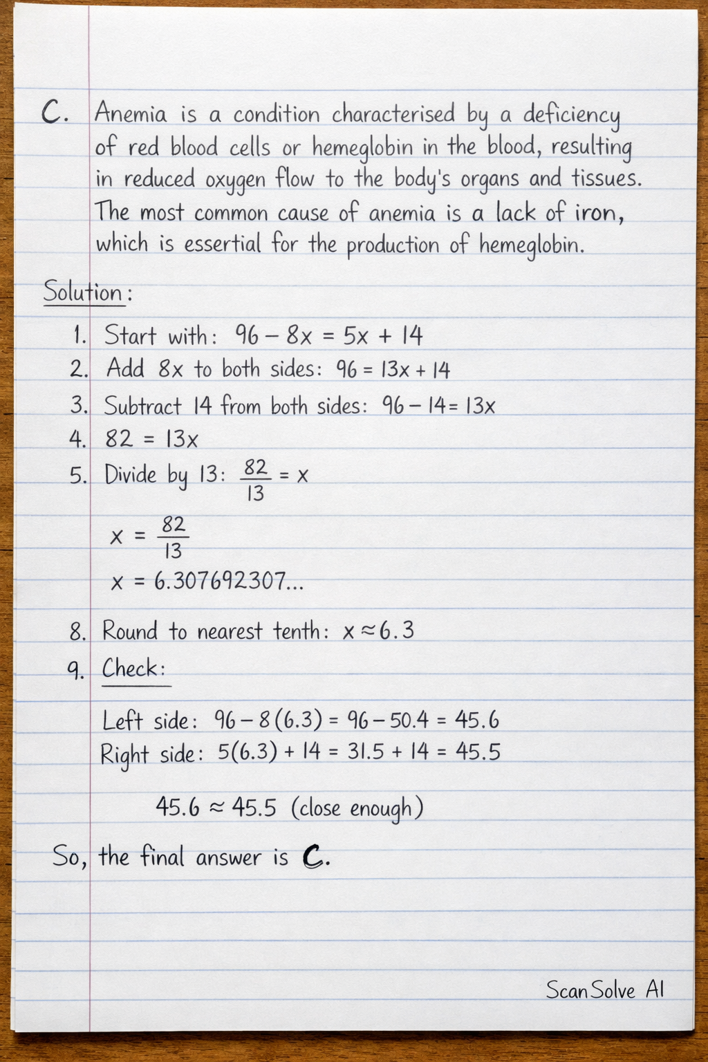 Handwritten step-by-step solution preview
