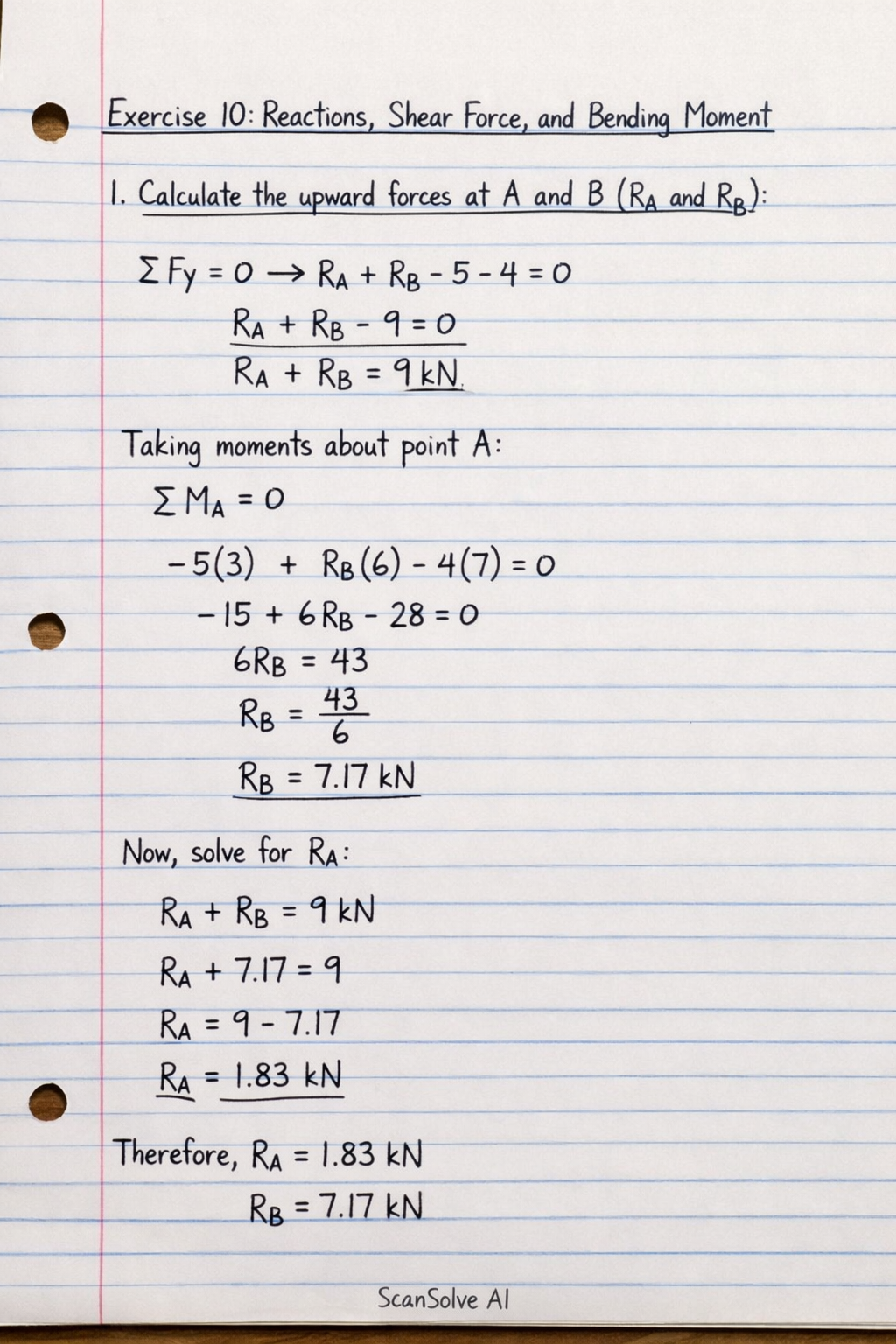 Handwritten step-by-step solution