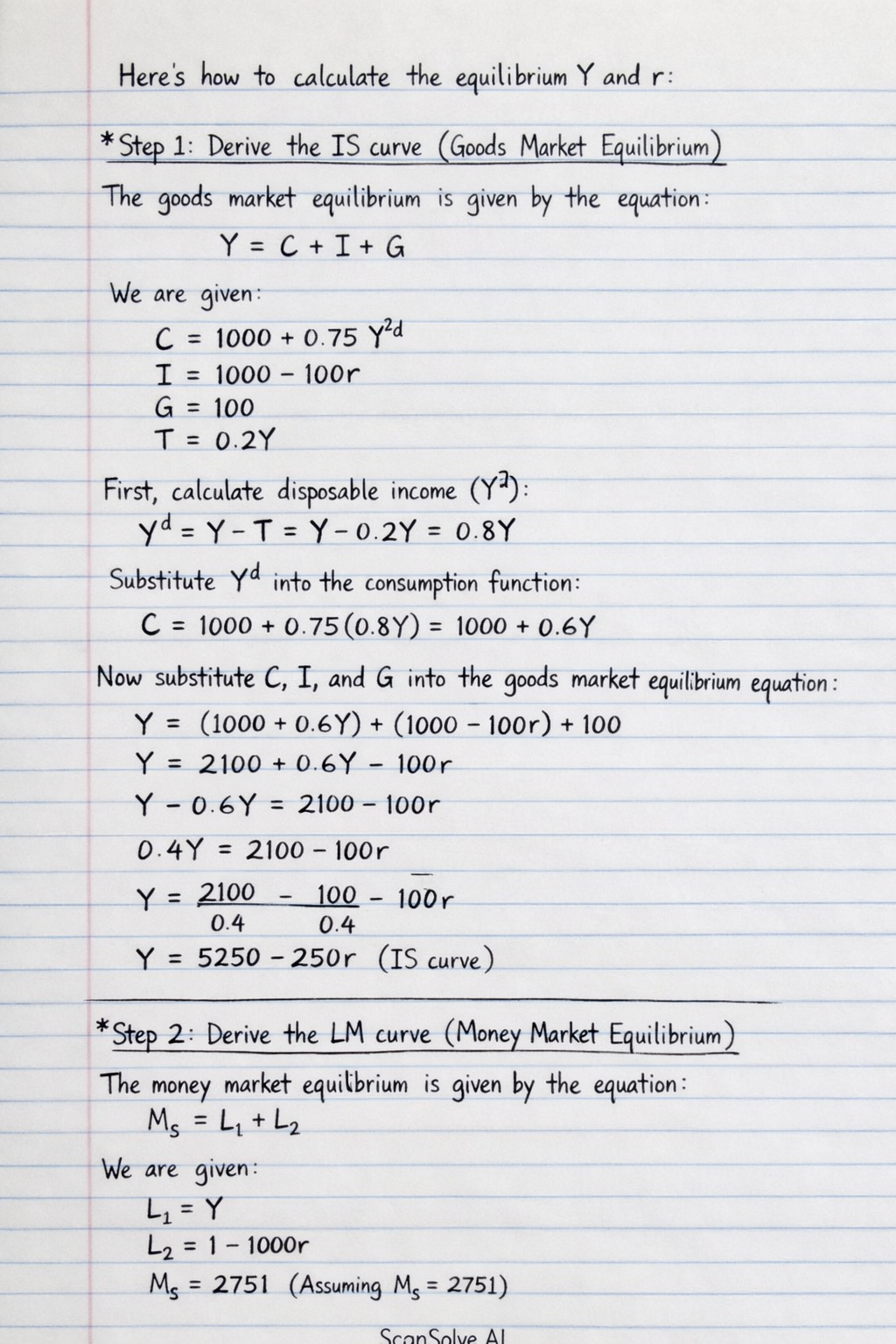 Handwritten step-by-step solution