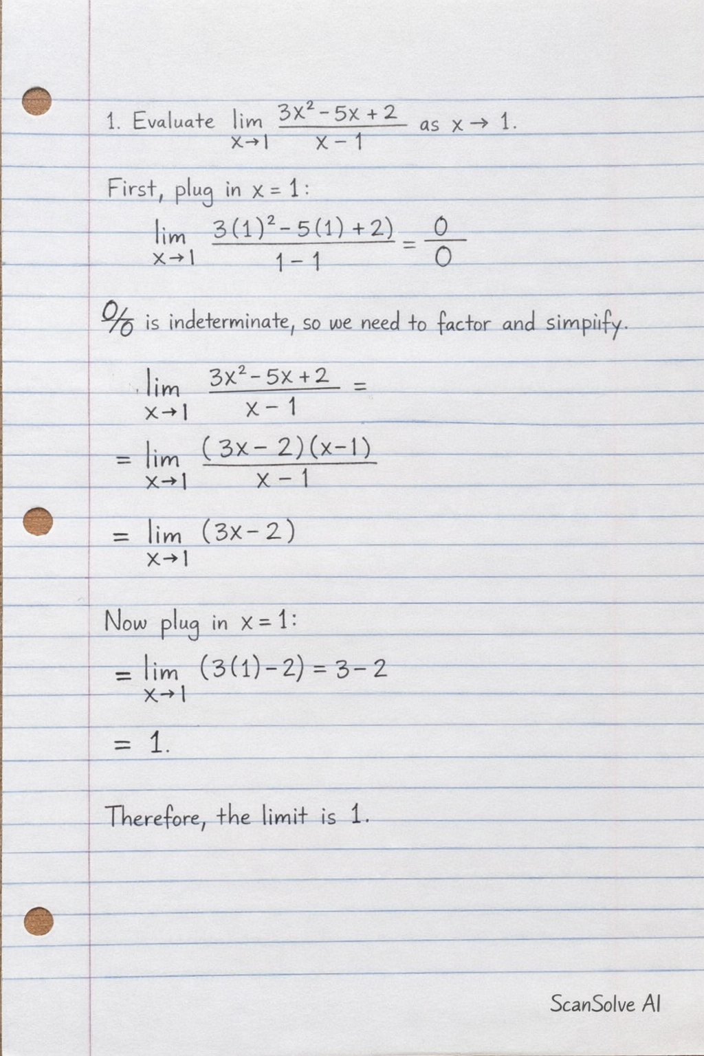 Handwritten step-by-step solution