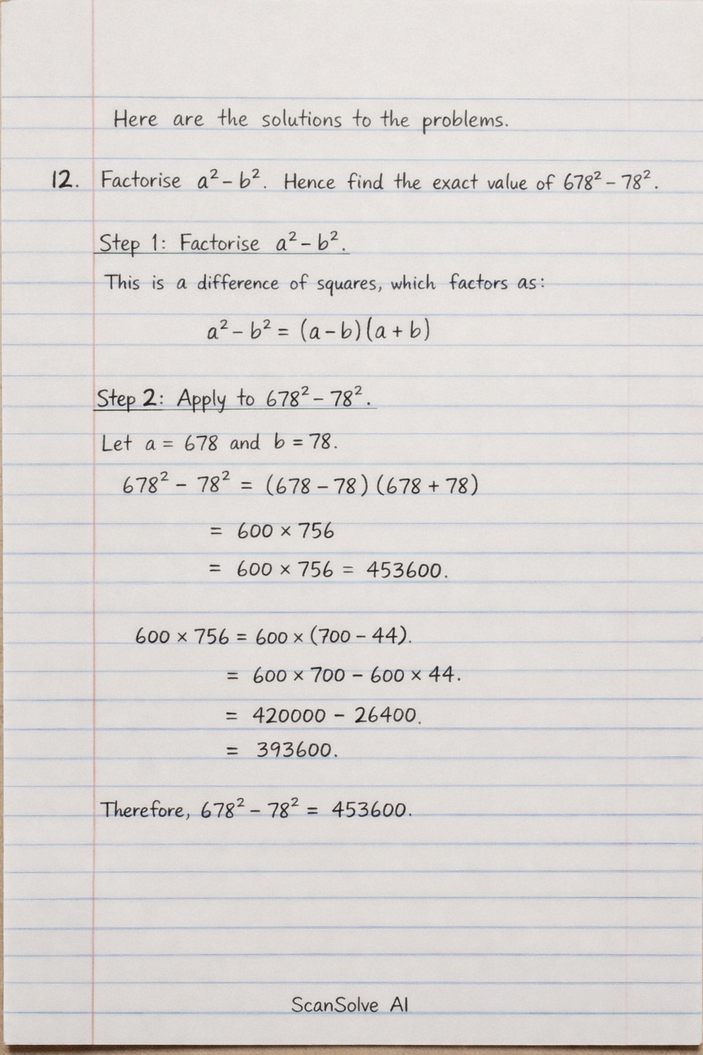 Handwritten step-by-step solution preview