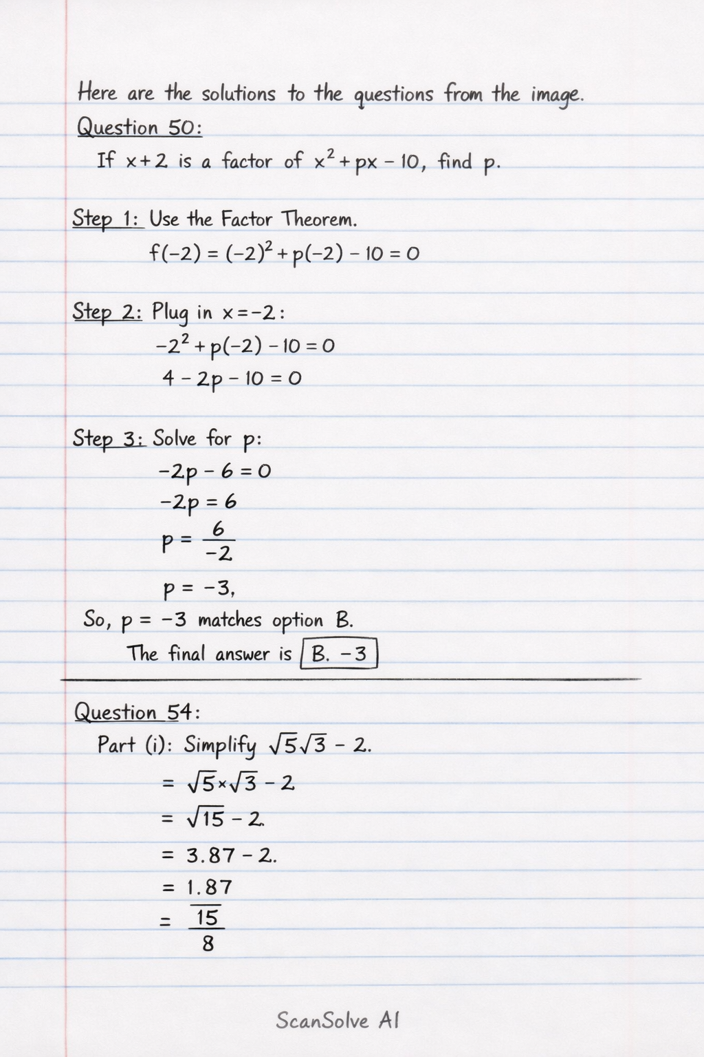 Handwritten step-by-step solution preview
