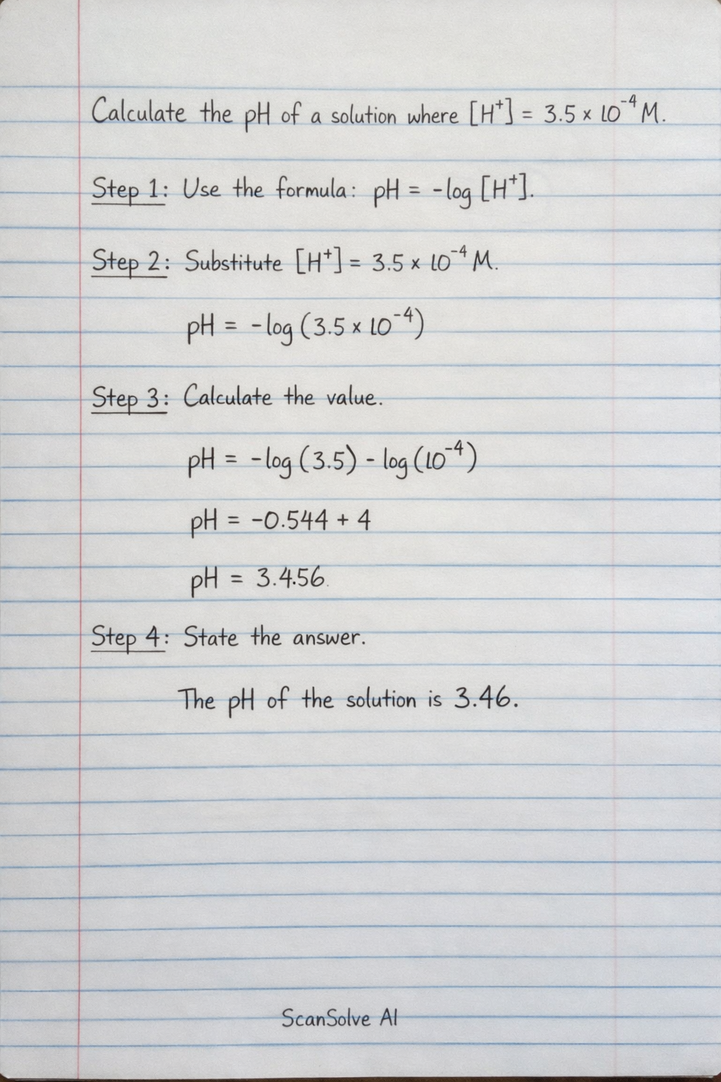 Handwritten step-by-step solution