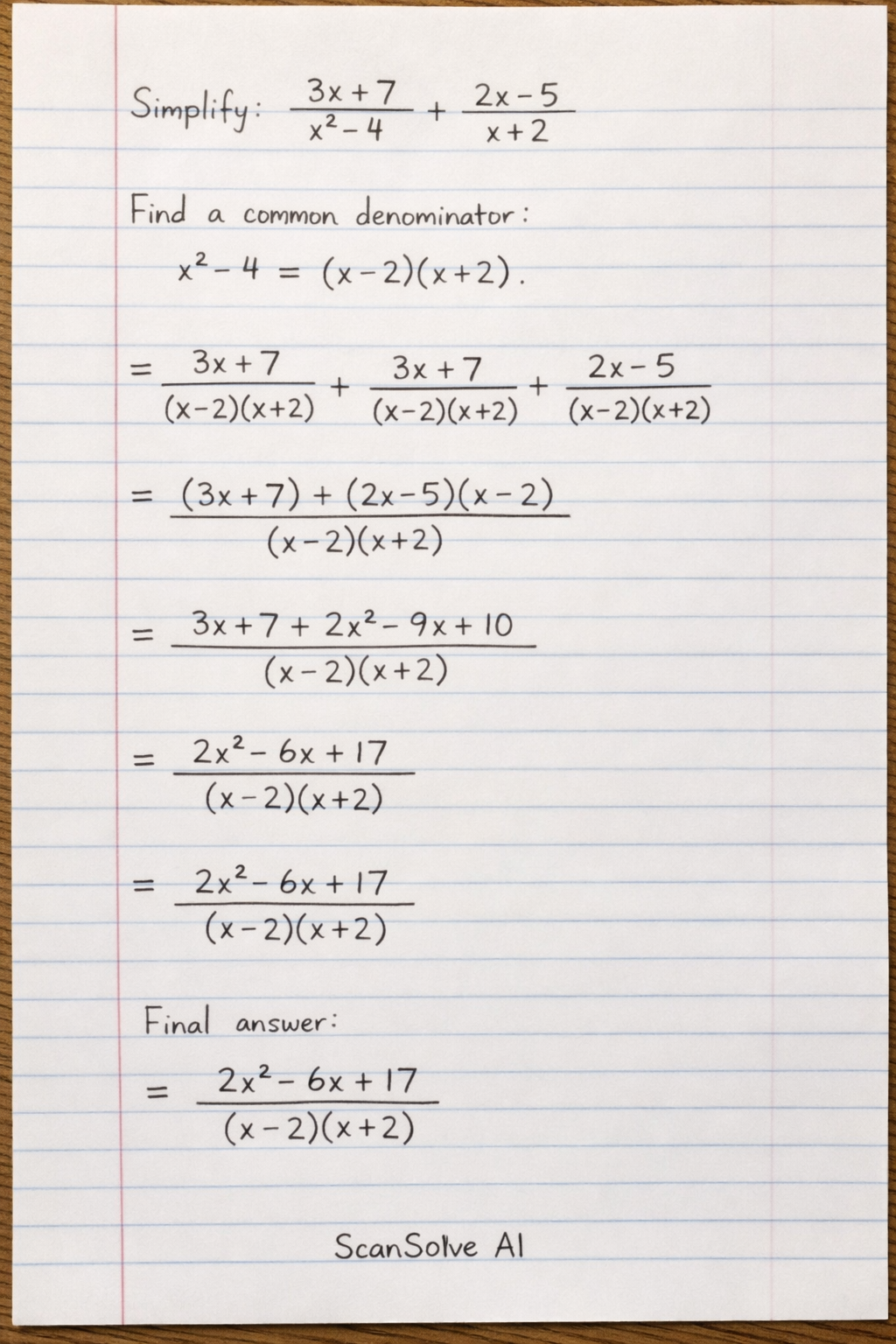 Handwritten step-by-step solution