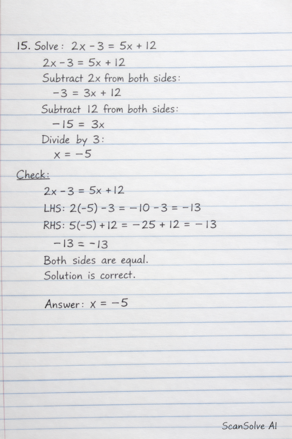 Handwritten step-by-step solution