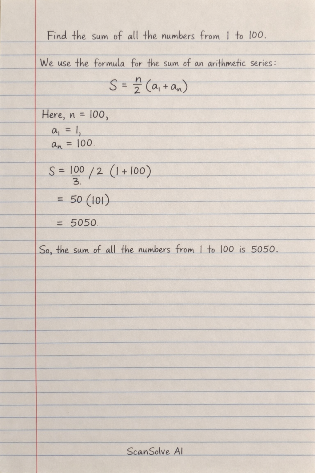Handwritten step-by-step solution