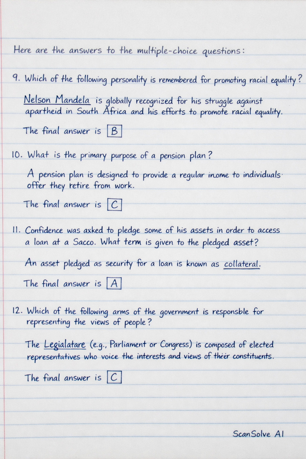 Handwritten step-by-step solution