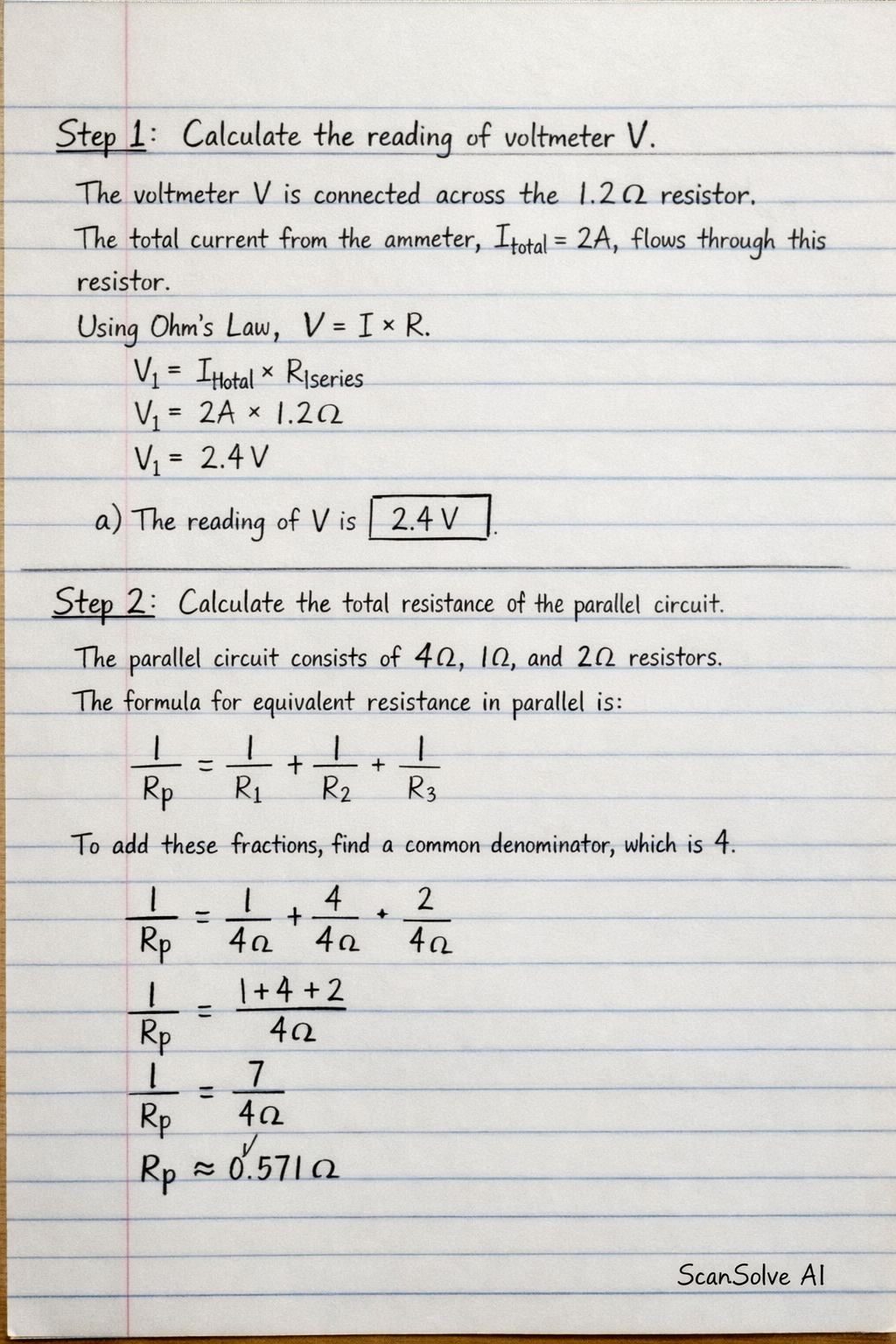 Handwritten step-by-step solution