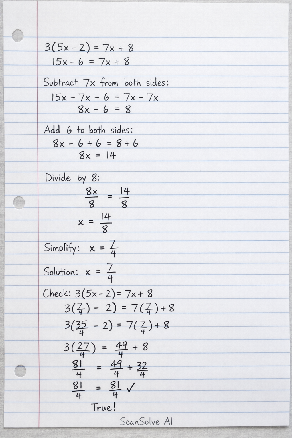 Handwritten step-by-step solution