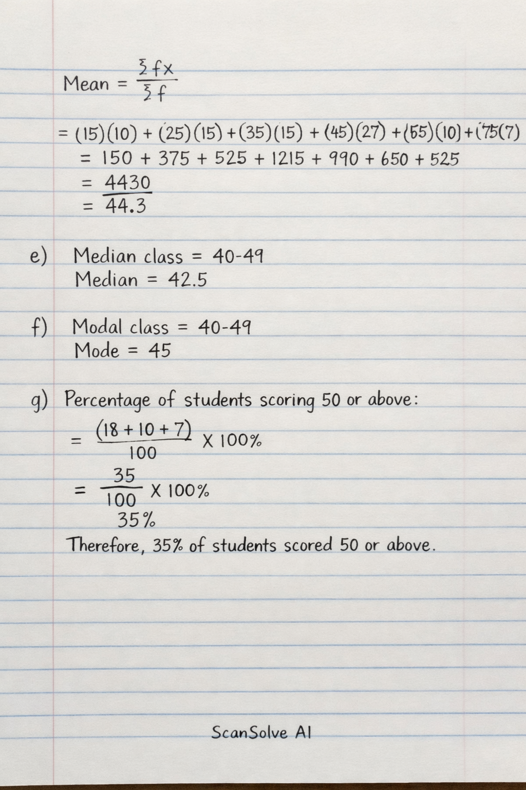 Handwritten step-by-step solution
