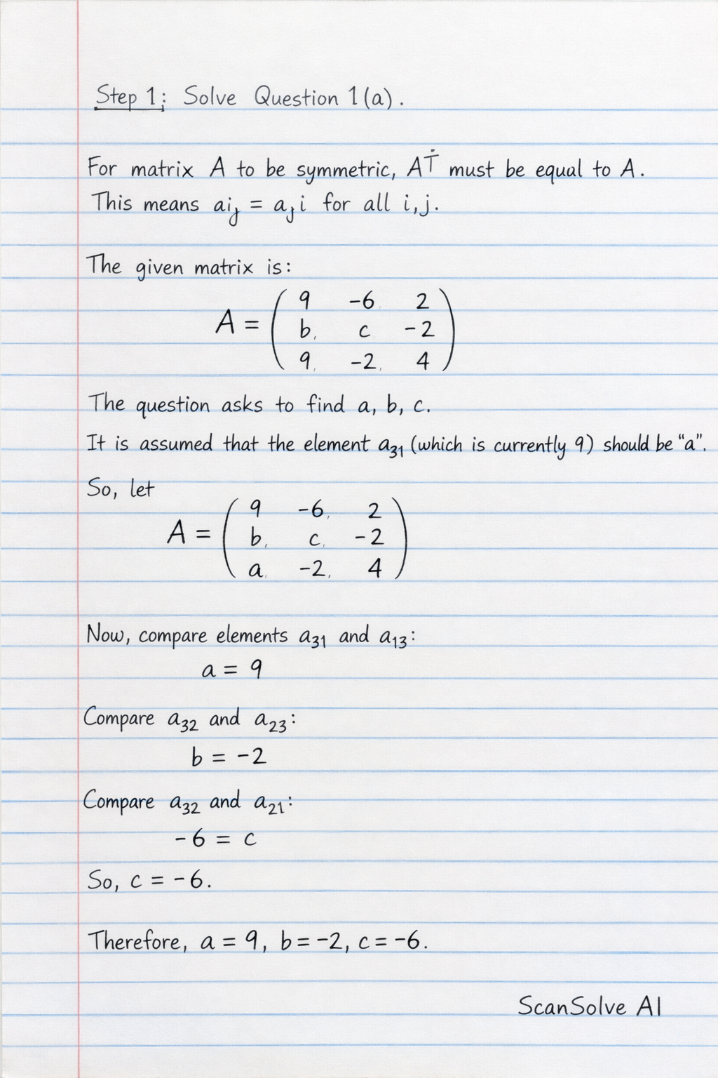 Handwritten step-by-step solution