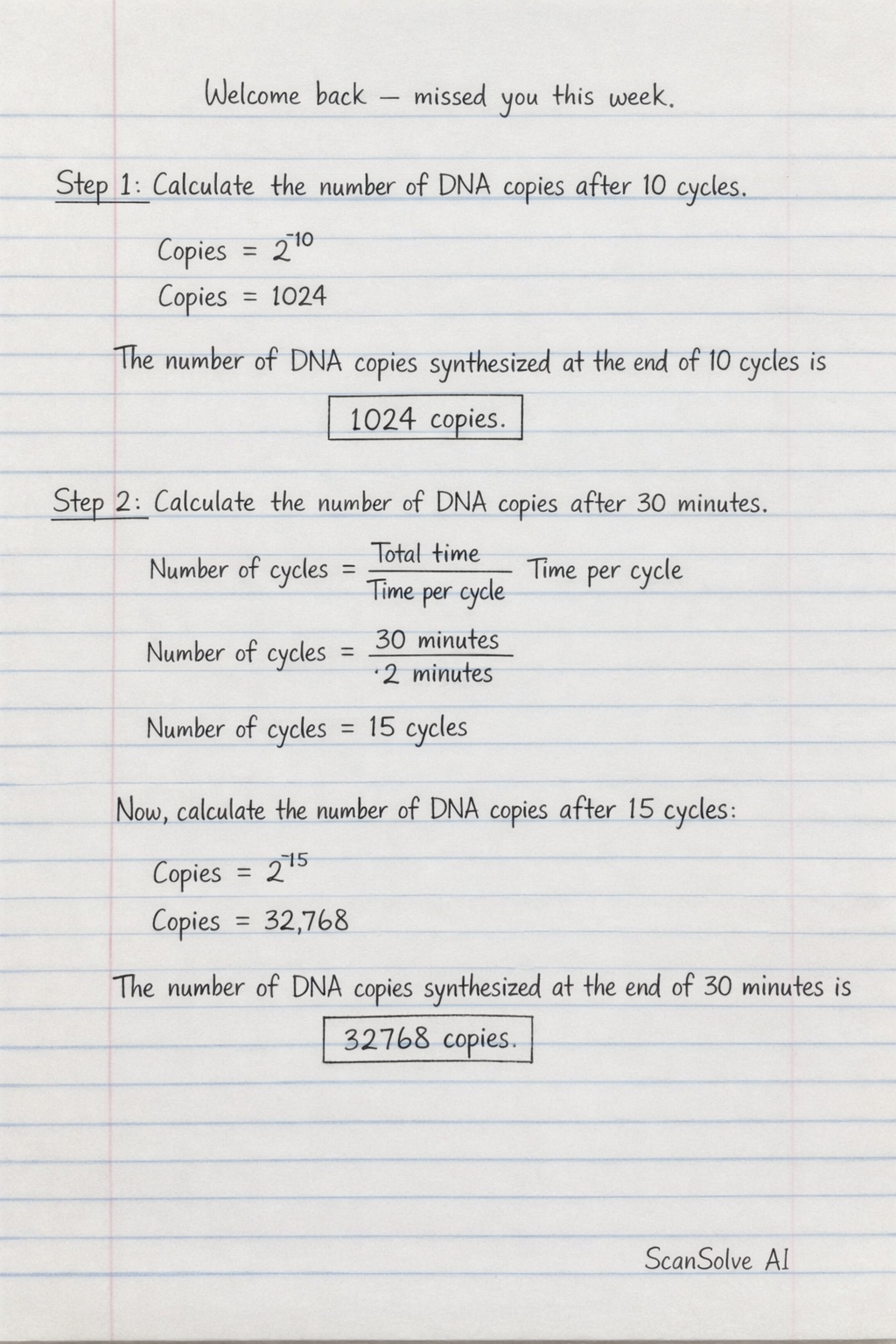 Handwritten step-by-step solution