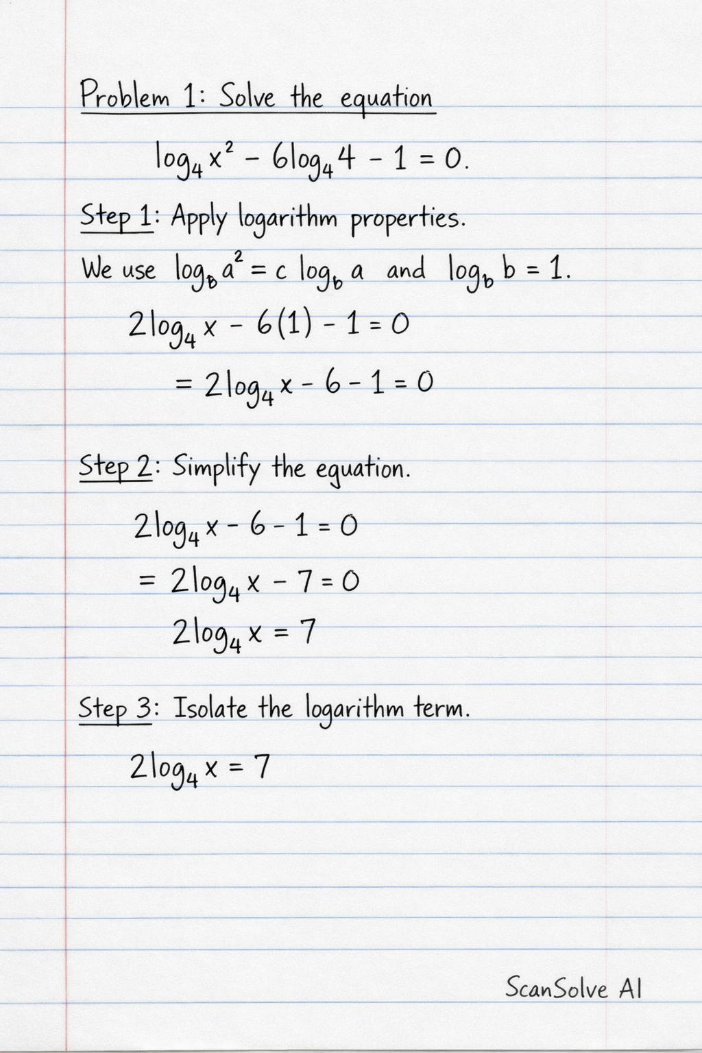 Handwritten step-by-step solution