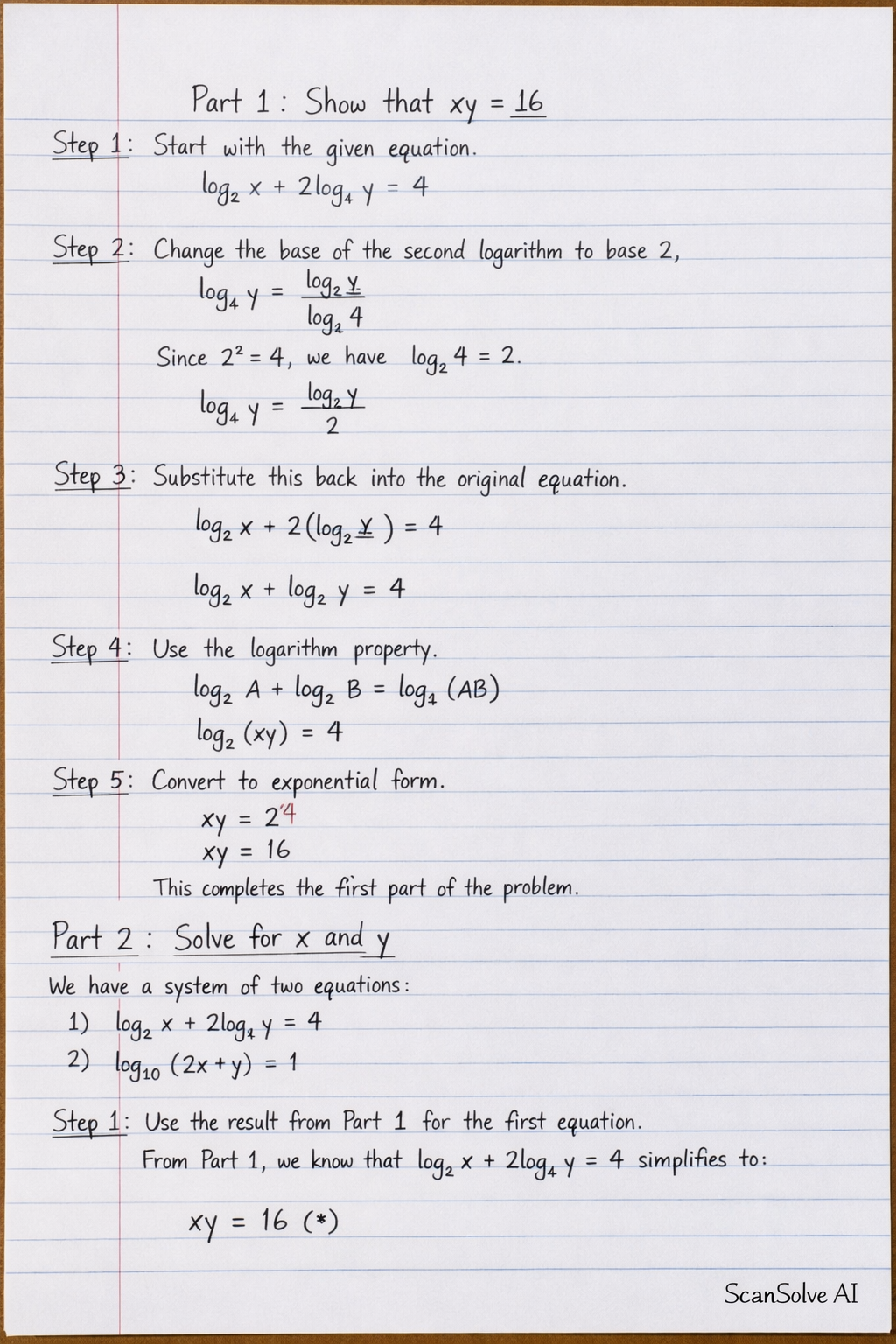 Handwritten step-by-step solution preview