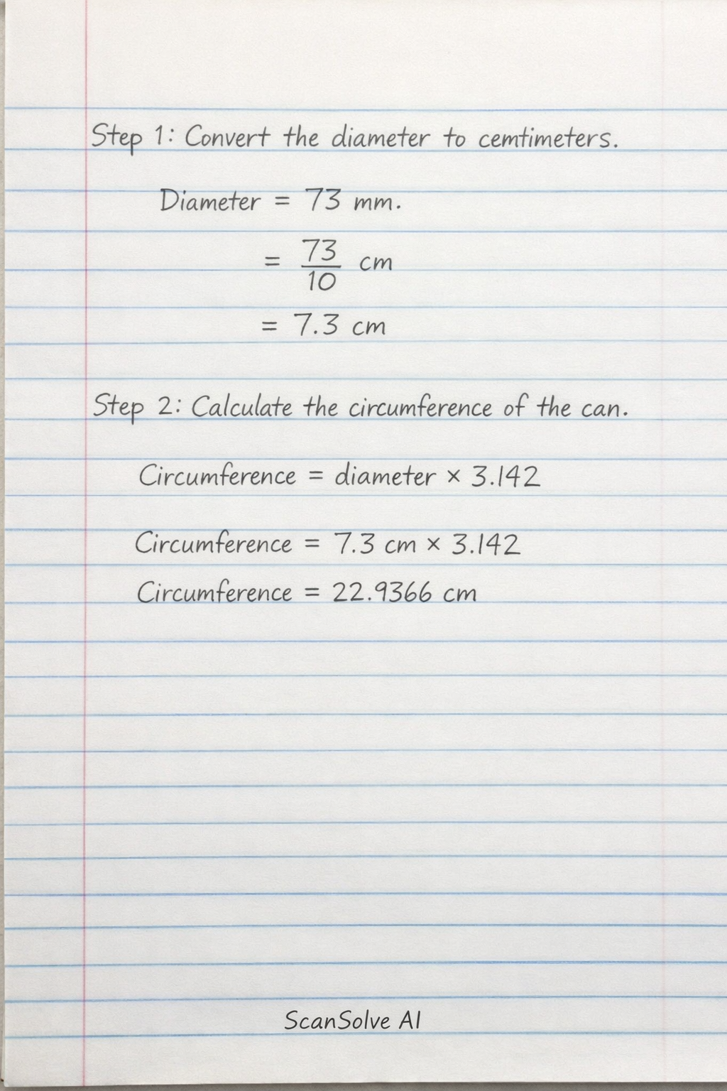 Handwritten step-by-step solution