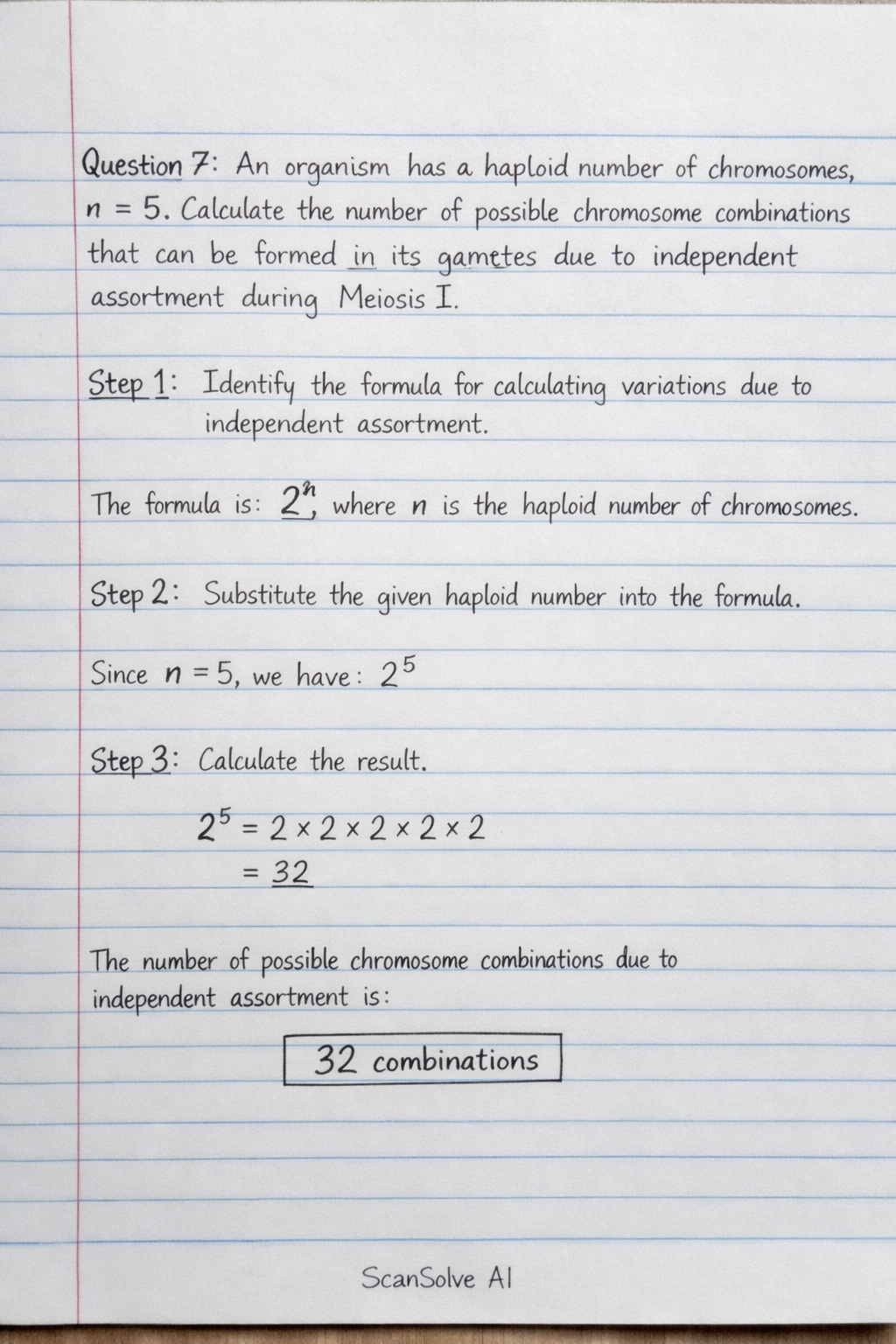 Handwritten step-by-step solution