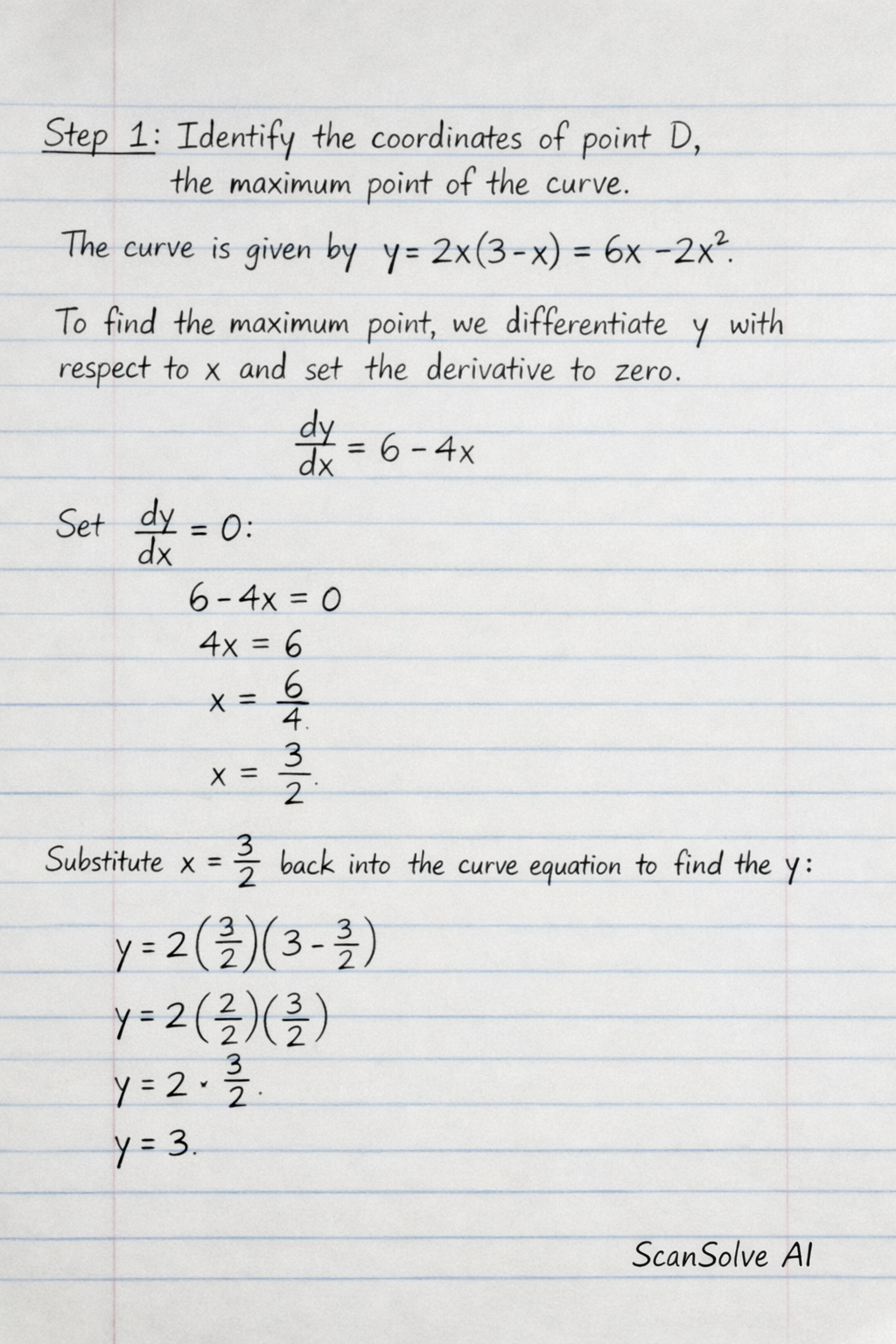 Handwritten step-by-step solution