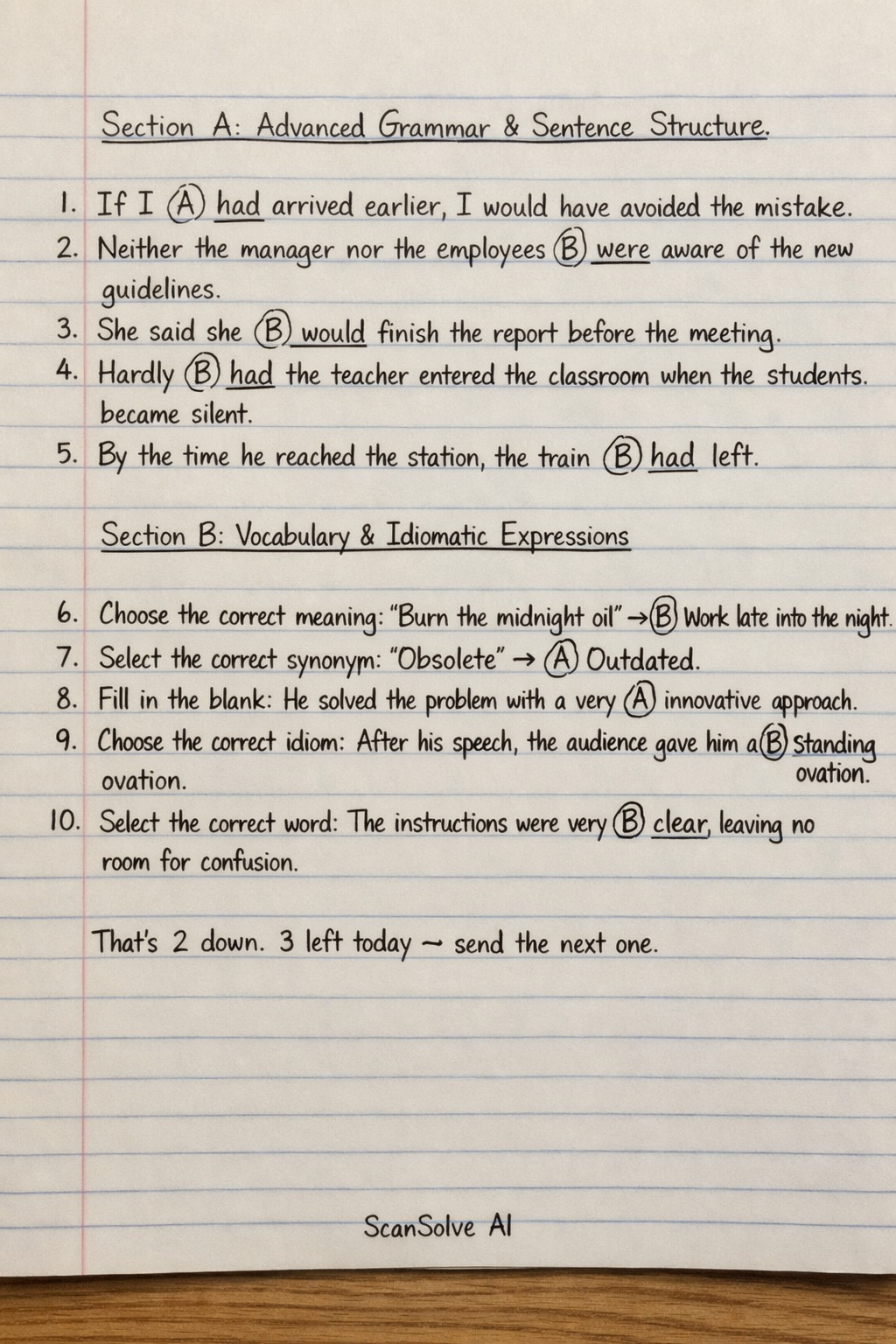 Handwritten step-by-step solution