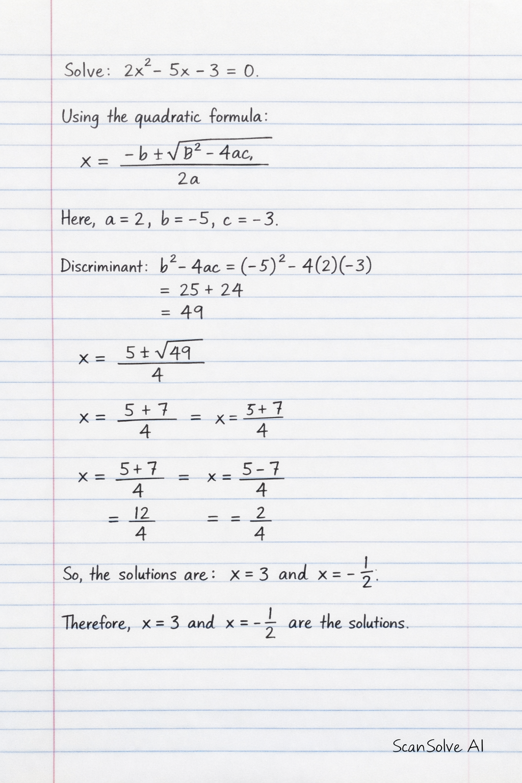 Handwritten step-by-step solution