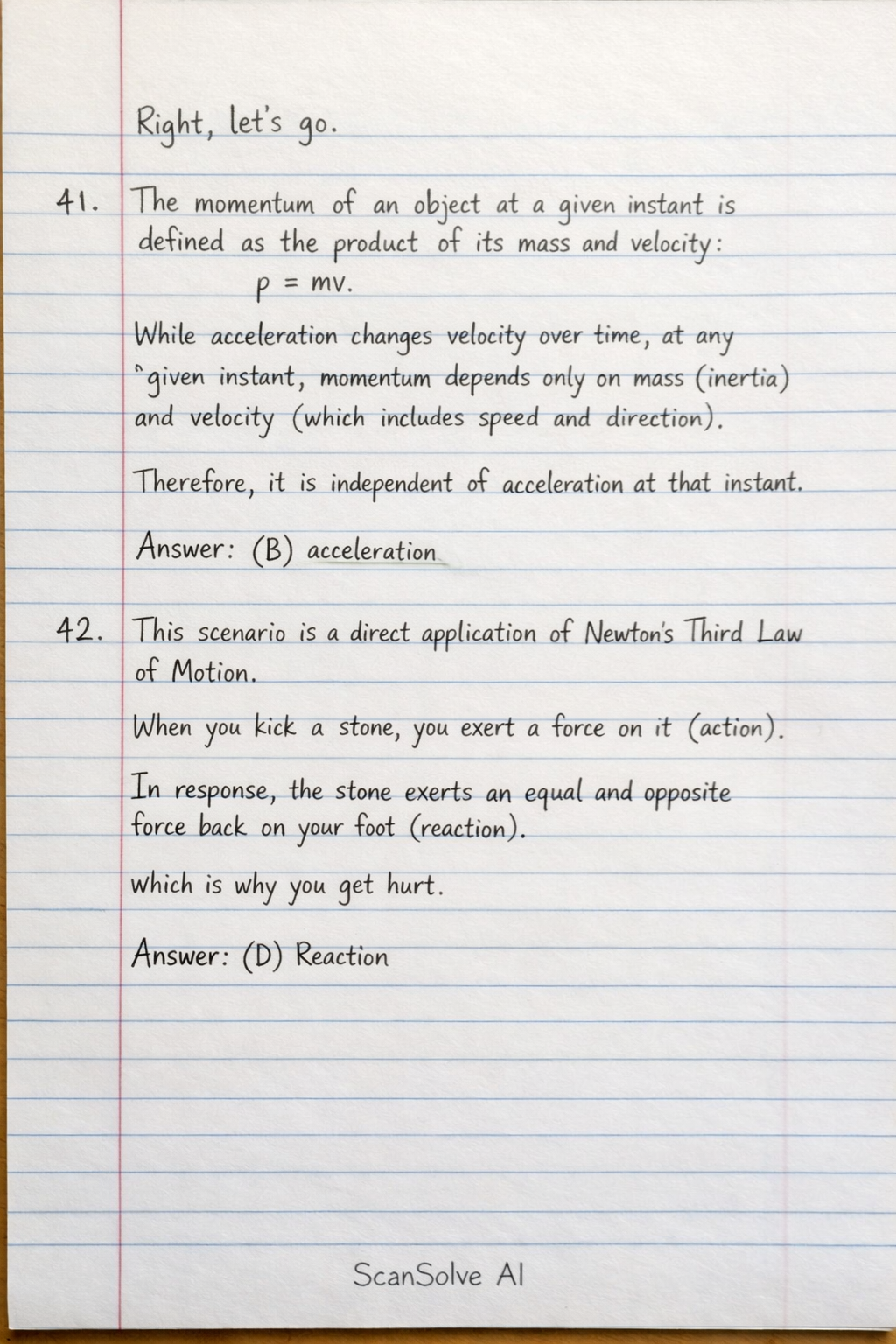 Handwritten step-by-step solution