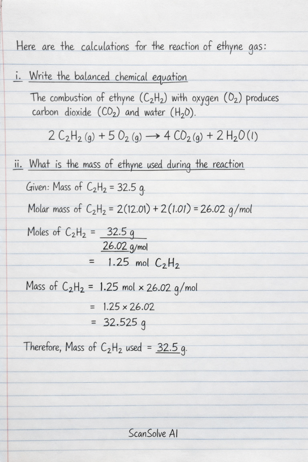 Handwritten step-by-step solution