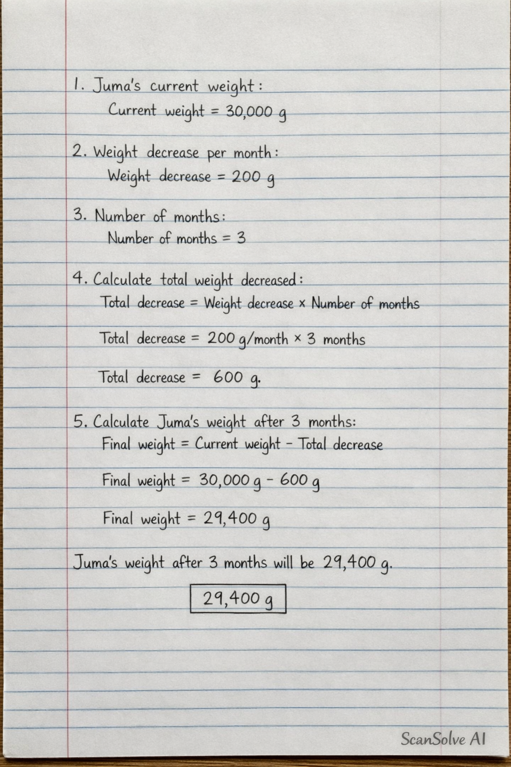 Handwritten step-by-step solution