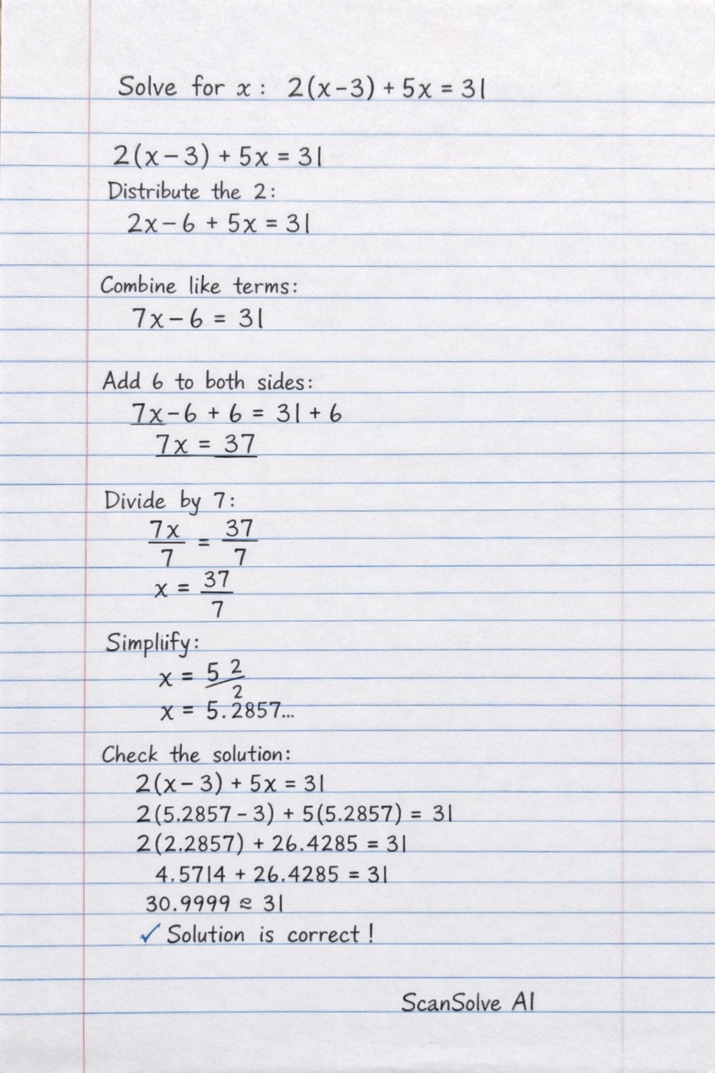 Handwritten step-by-step solution preview