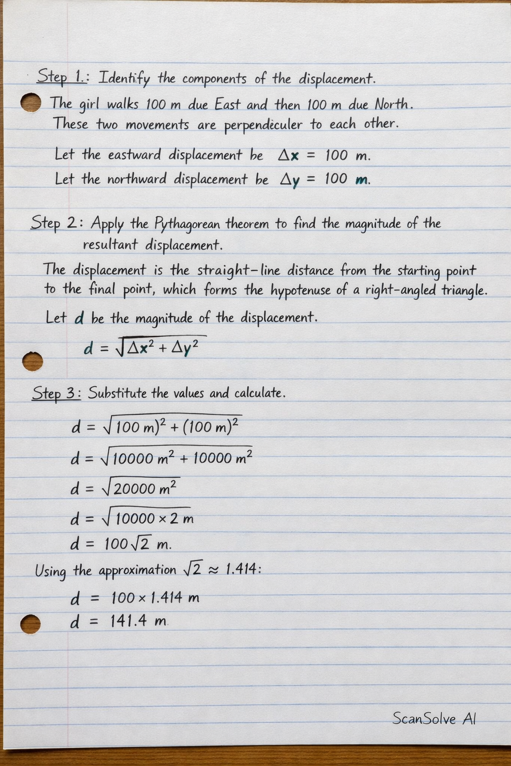 Handwritten step-by-step solution