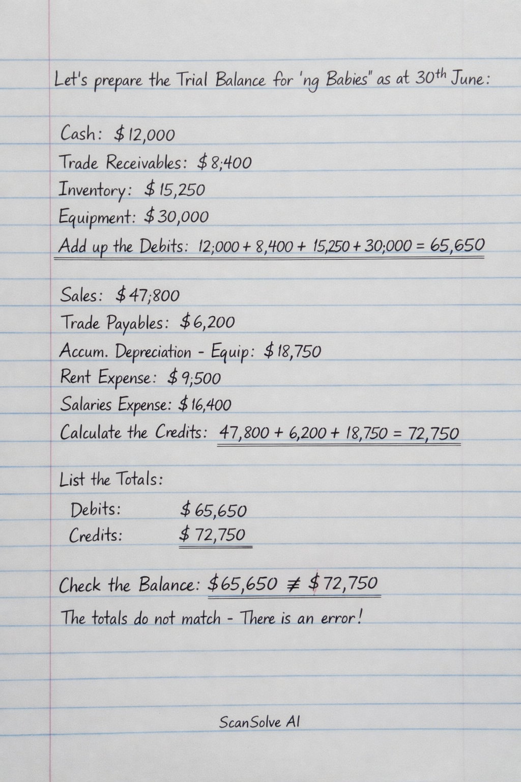 Handwritten step-by-step solution