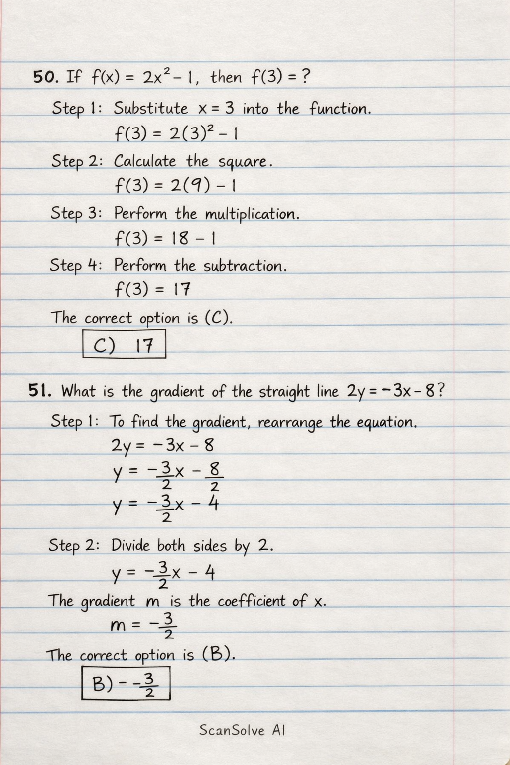 Handwritten step-by-step solution