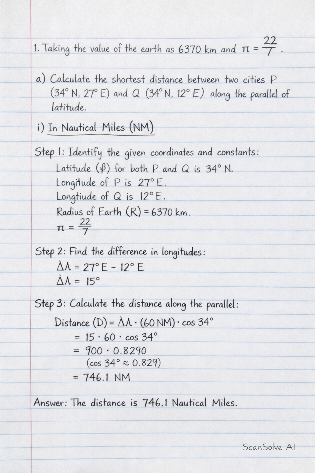 Handwritten step-by-step solution