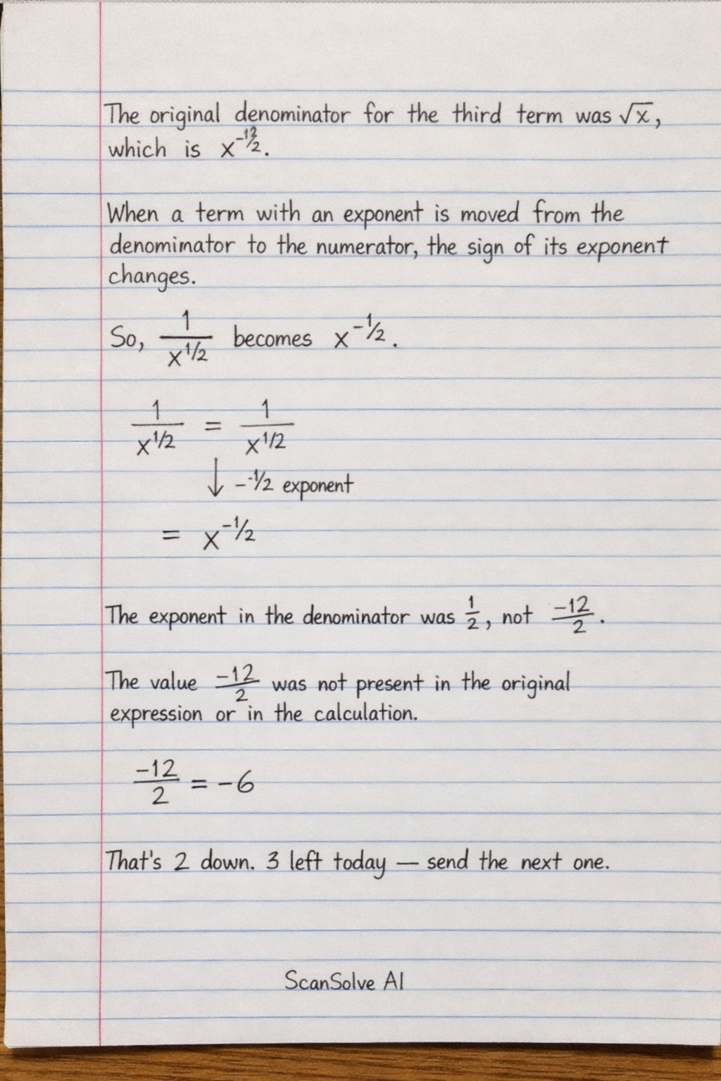 Handwritten step-by-step solution