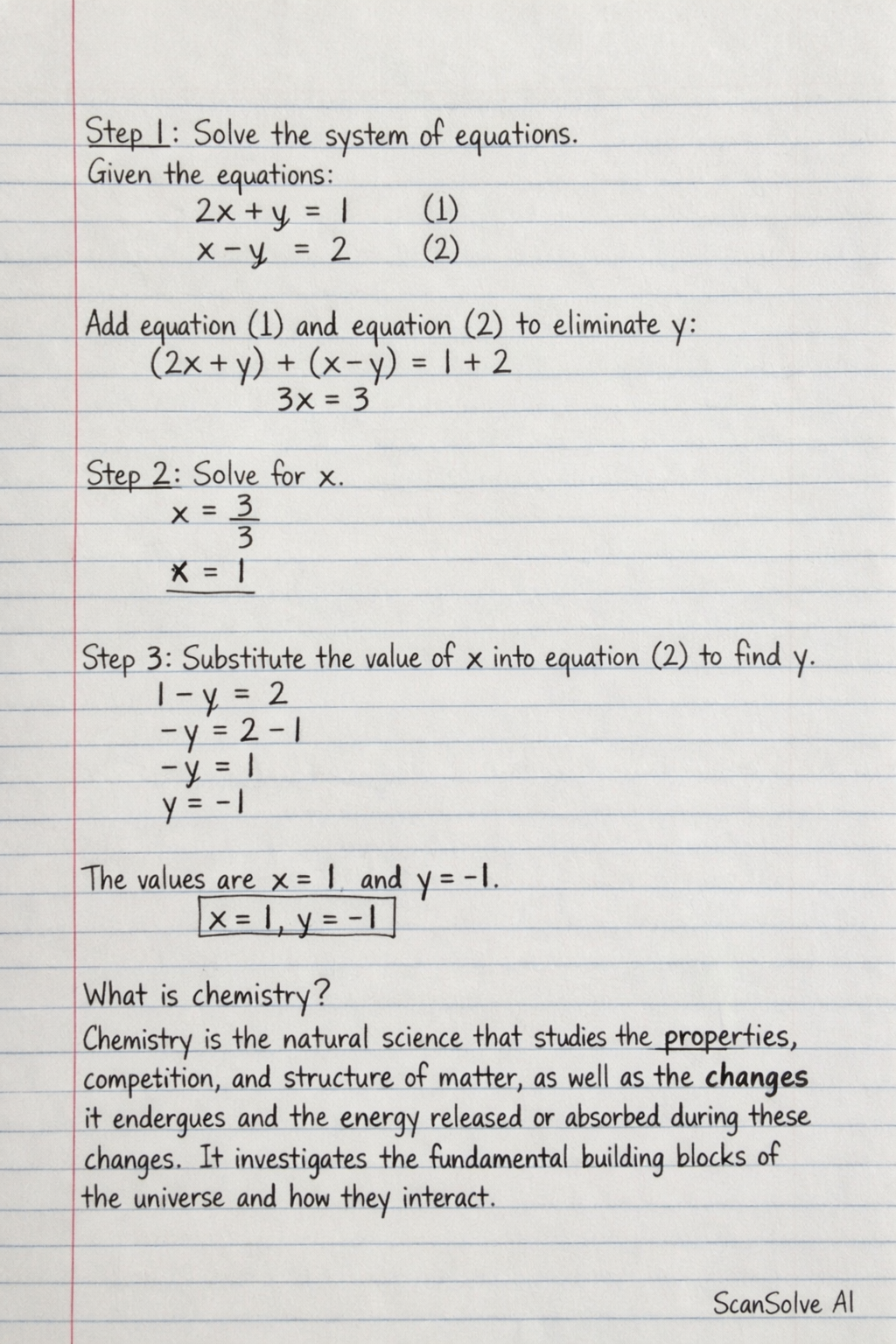 Handwritten step-by-step solution preview