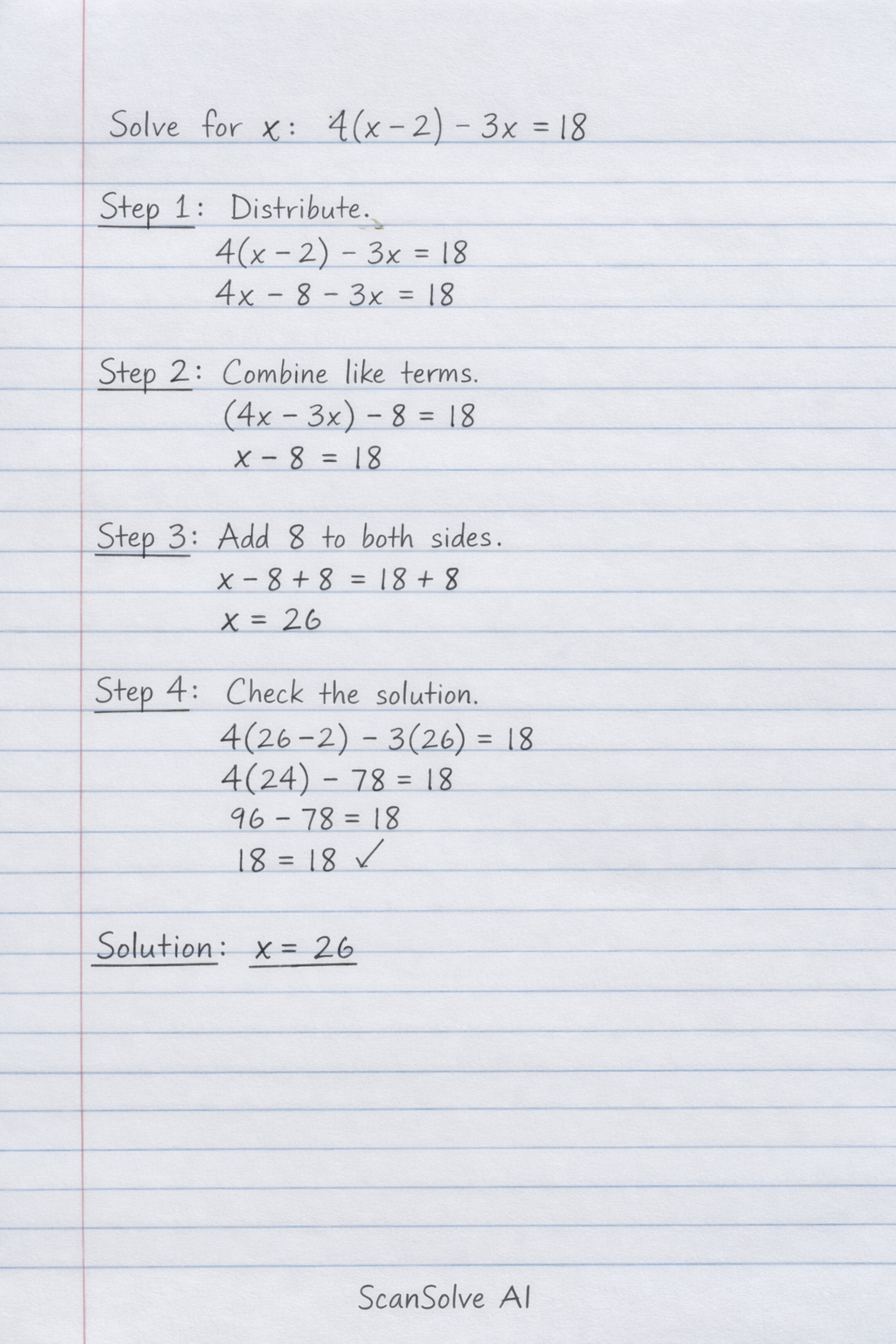 Handwritten step-by-step solution