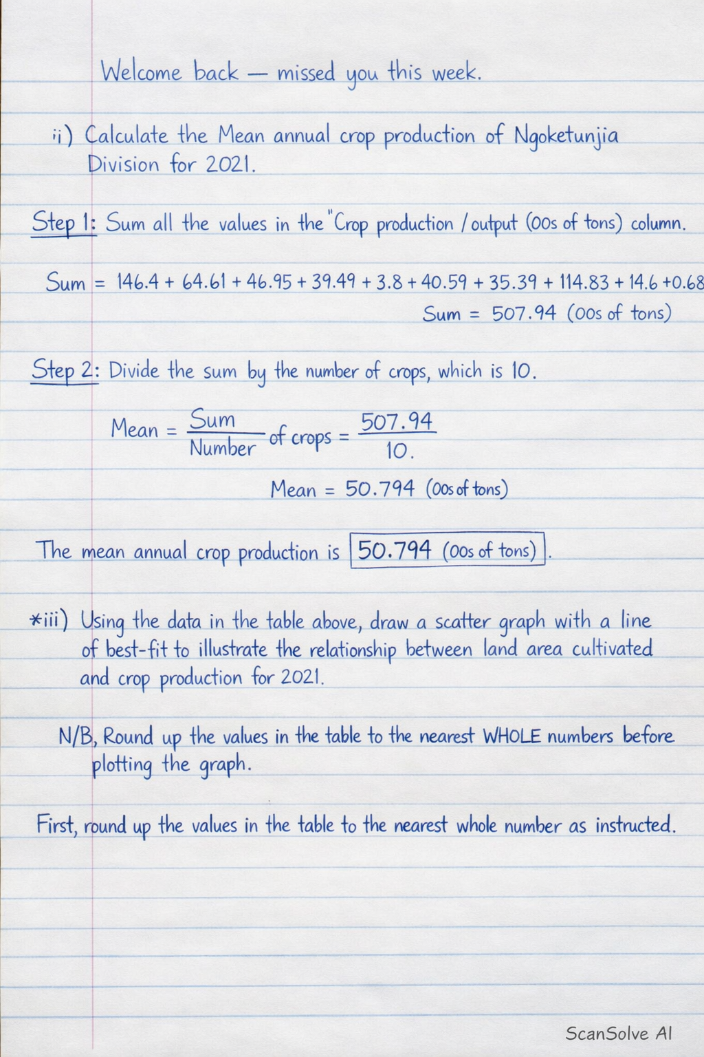 Handwritten step-by-step solution