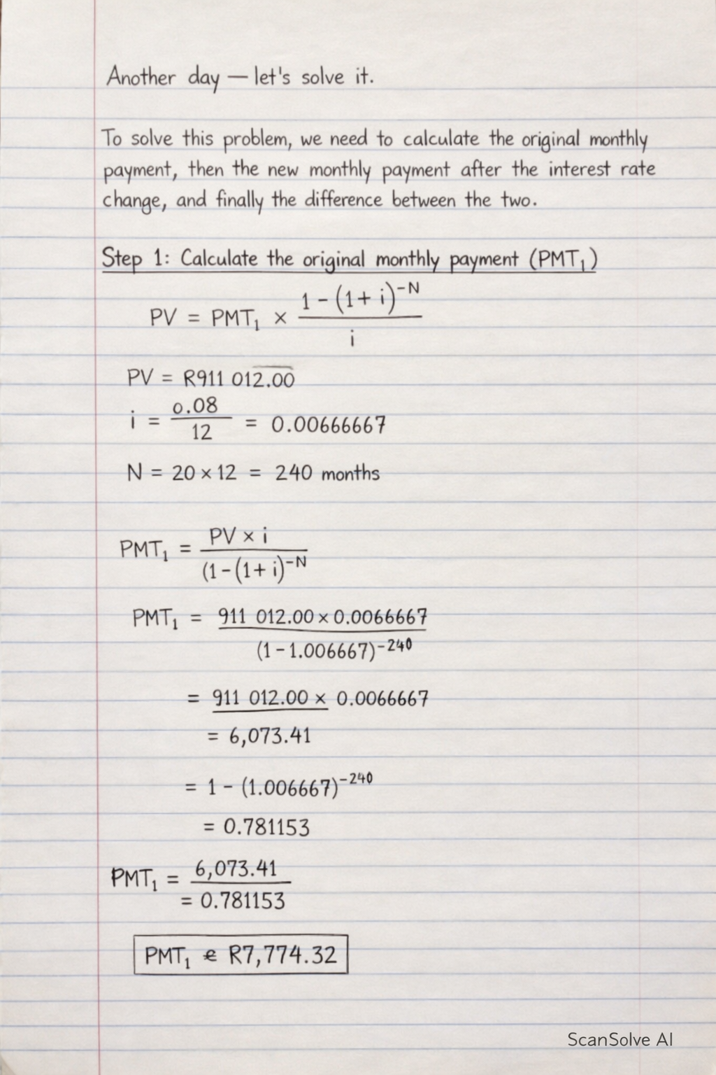 Handwritten step-by-step solution preview