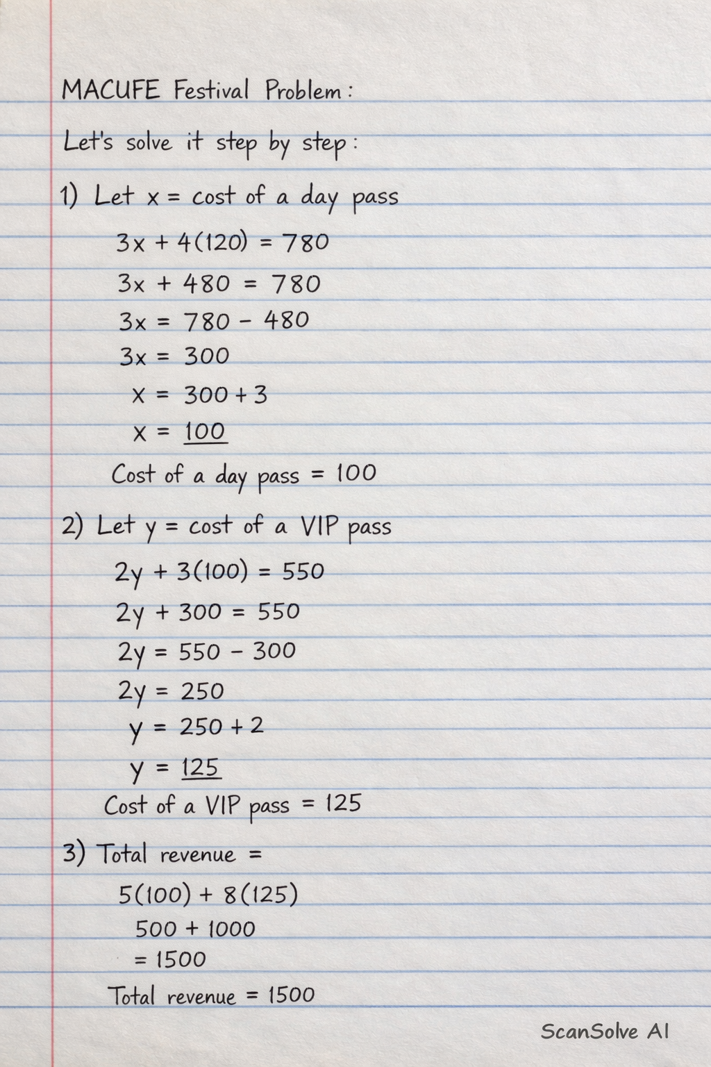Handwritten step-by-step solution