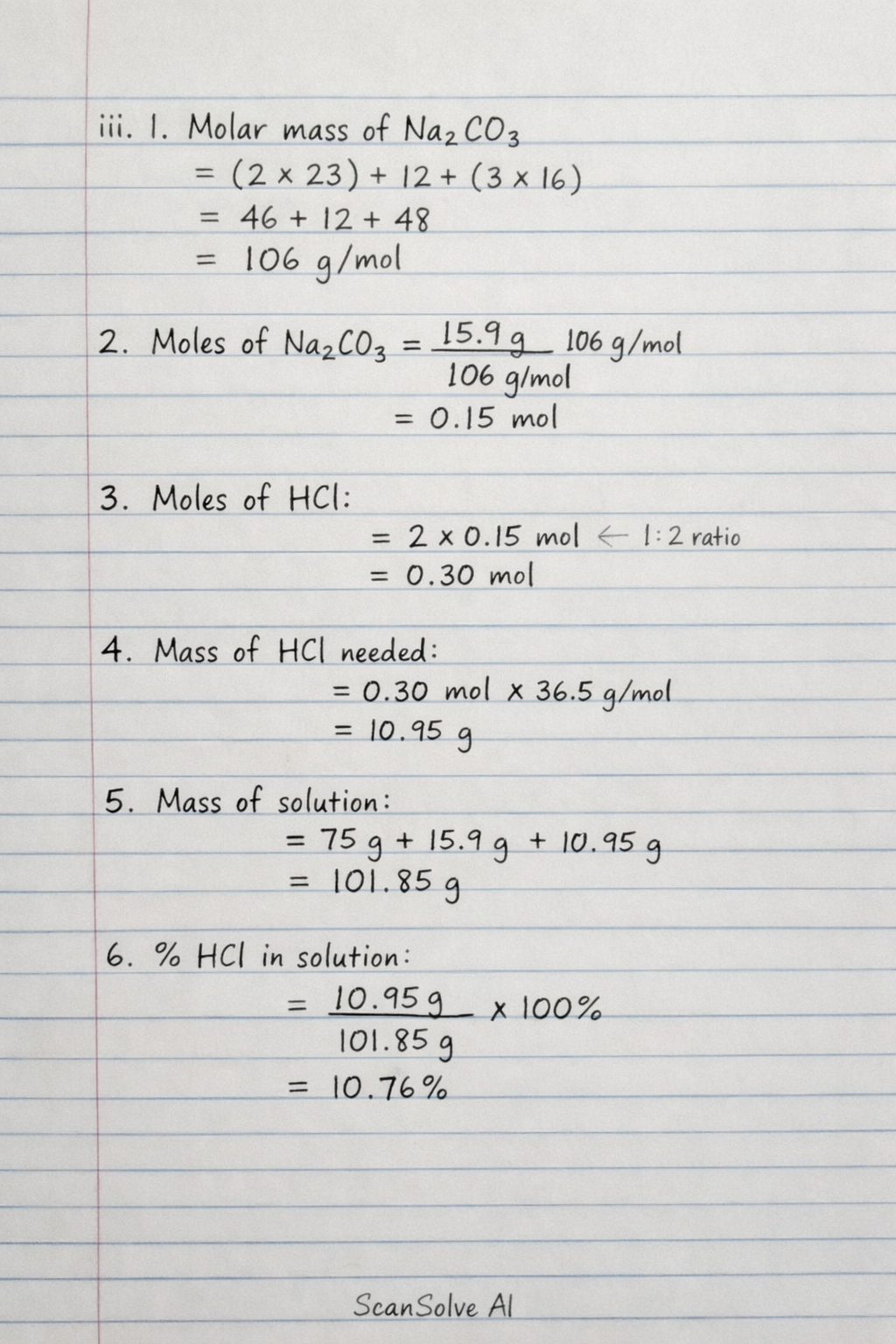 Handwritten step-by-step solution preview