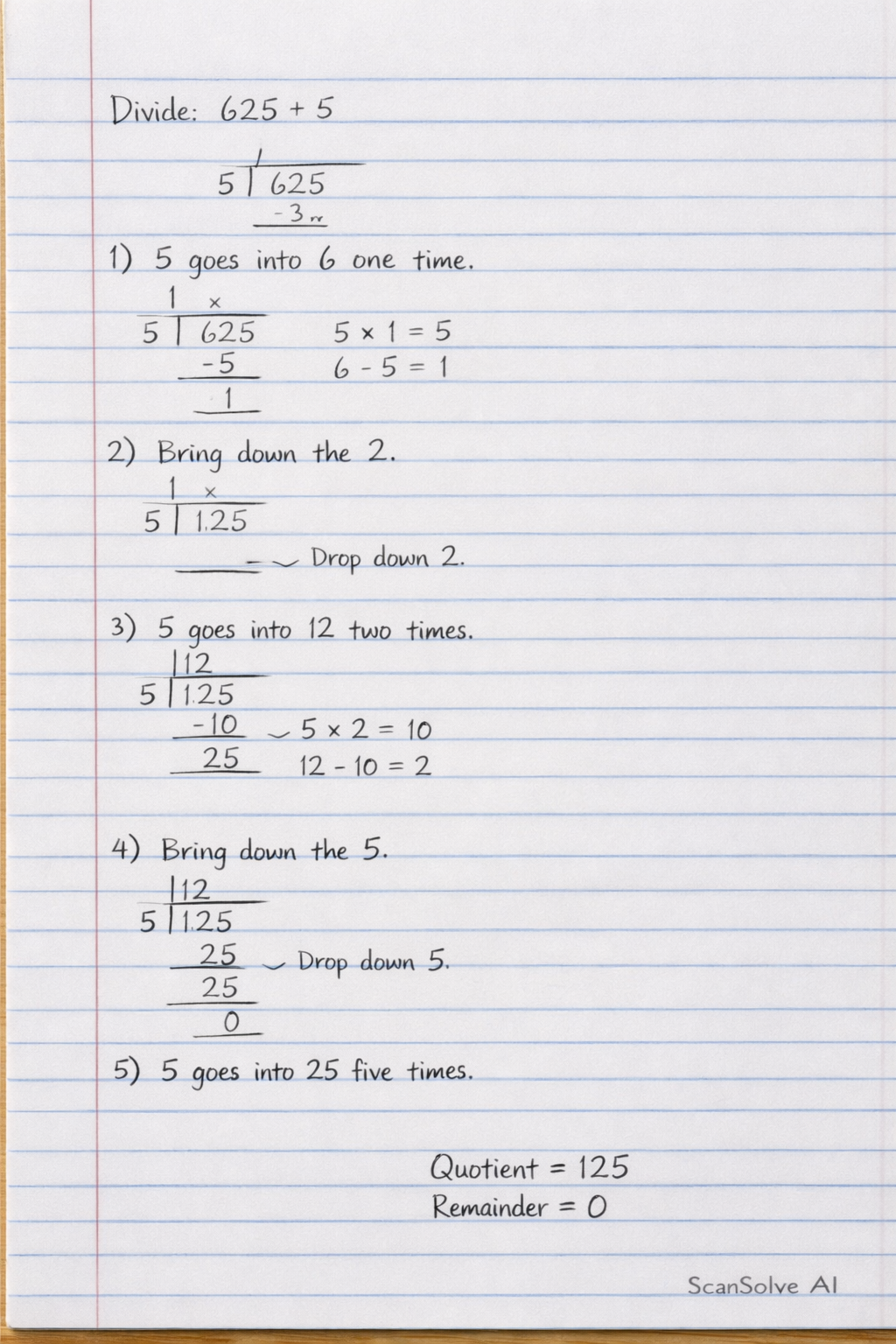 Handwritten step-by-step solution