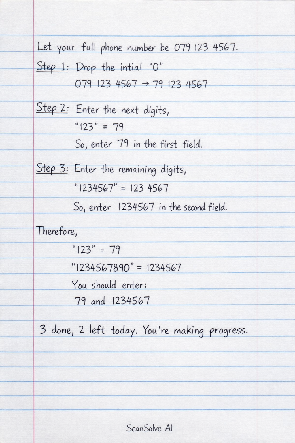 Handwritten step-by-step solution