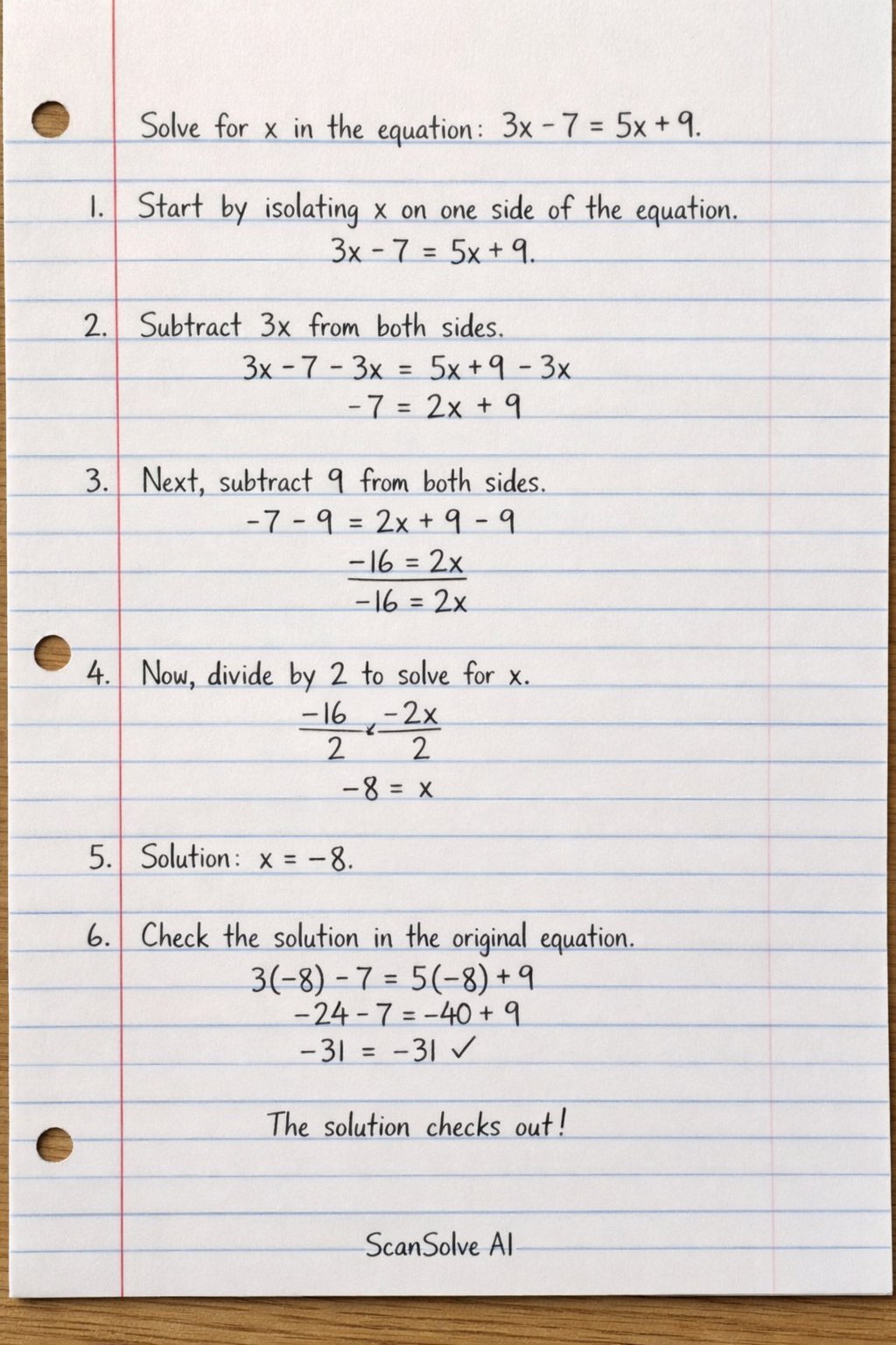 Handwritten step-by-step solution